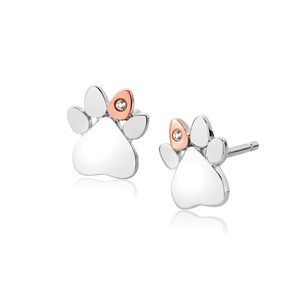Clogau Paw Prints on My Heart Stud Earrings - 3SPWP0616