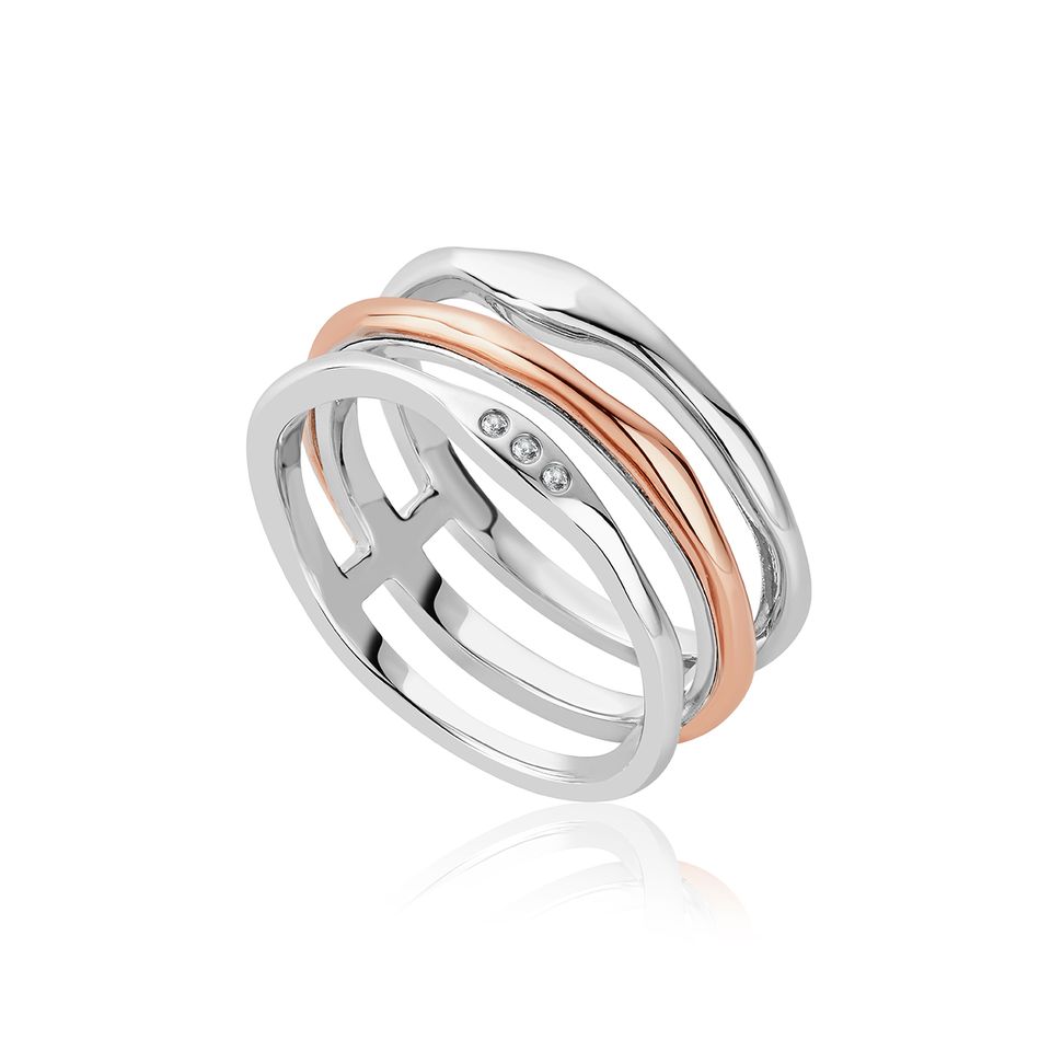 Clogau Ripples Triple Band White Topaz Ring 3SRPP0210