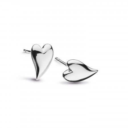Desire Kiss Rhodium Plate Mini Heart Stud Earrings 40BK