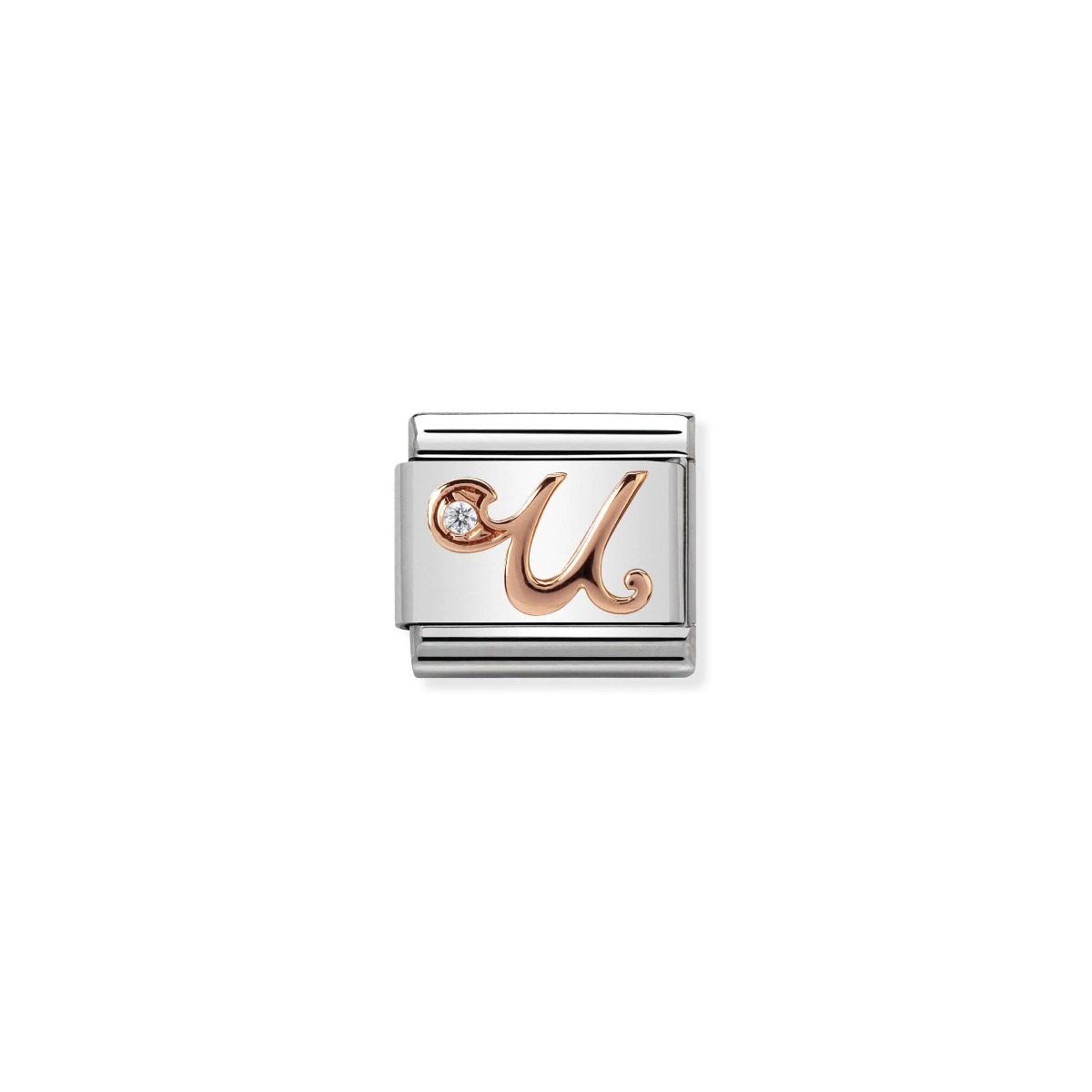 Nomination Rose Gold and Zirconia Classic Letter Charm - U
