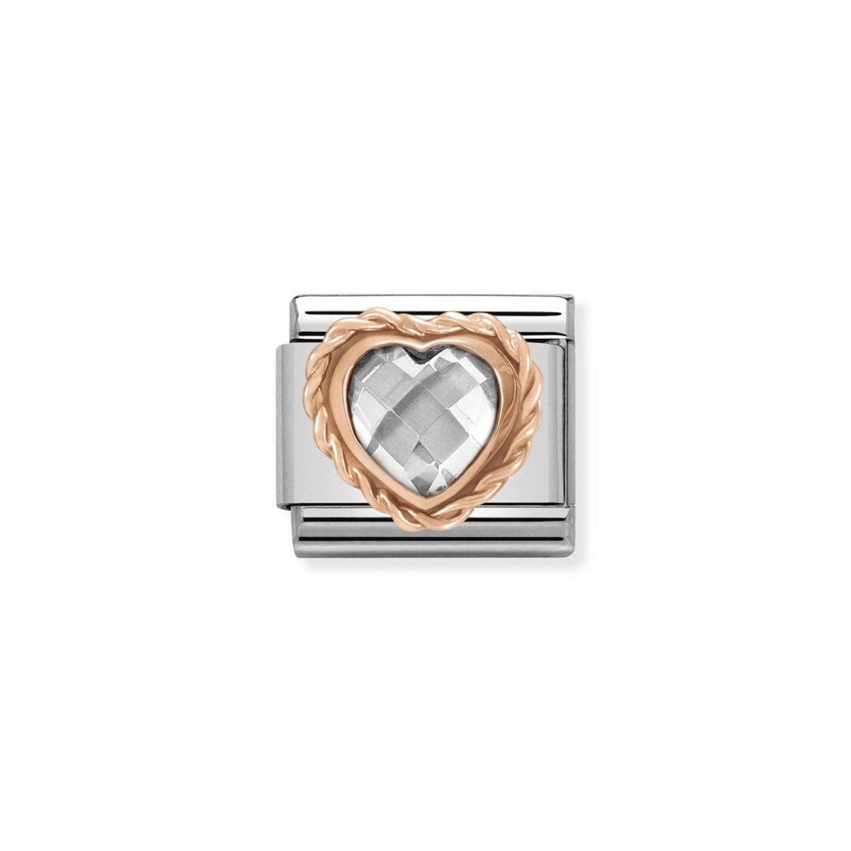 Nomination Classic Heart Rose Gold Charm with White Stone