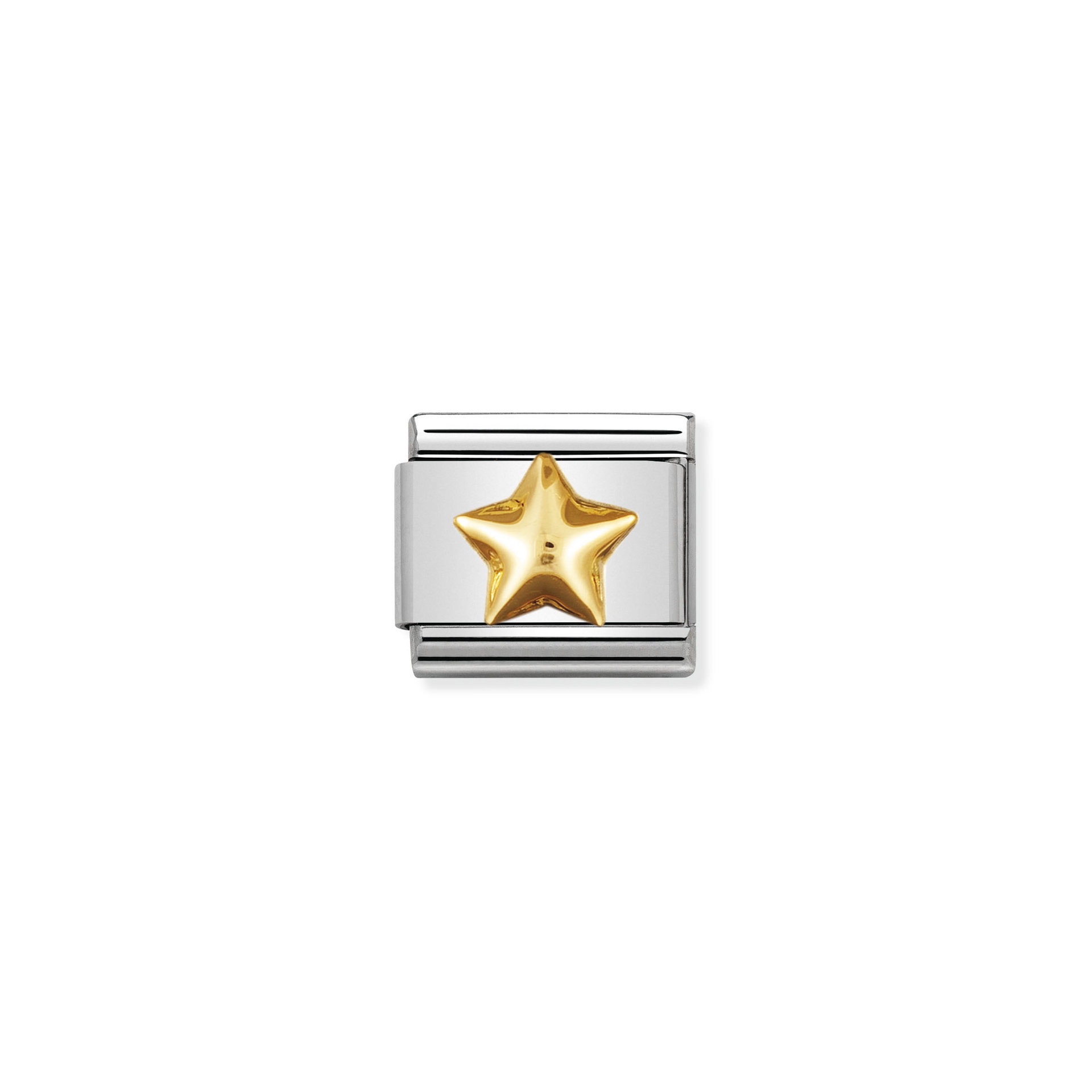 NOMINATION COMPOSABLE Classic FUN in stainless steel with 18k gold Raised star 030110_12