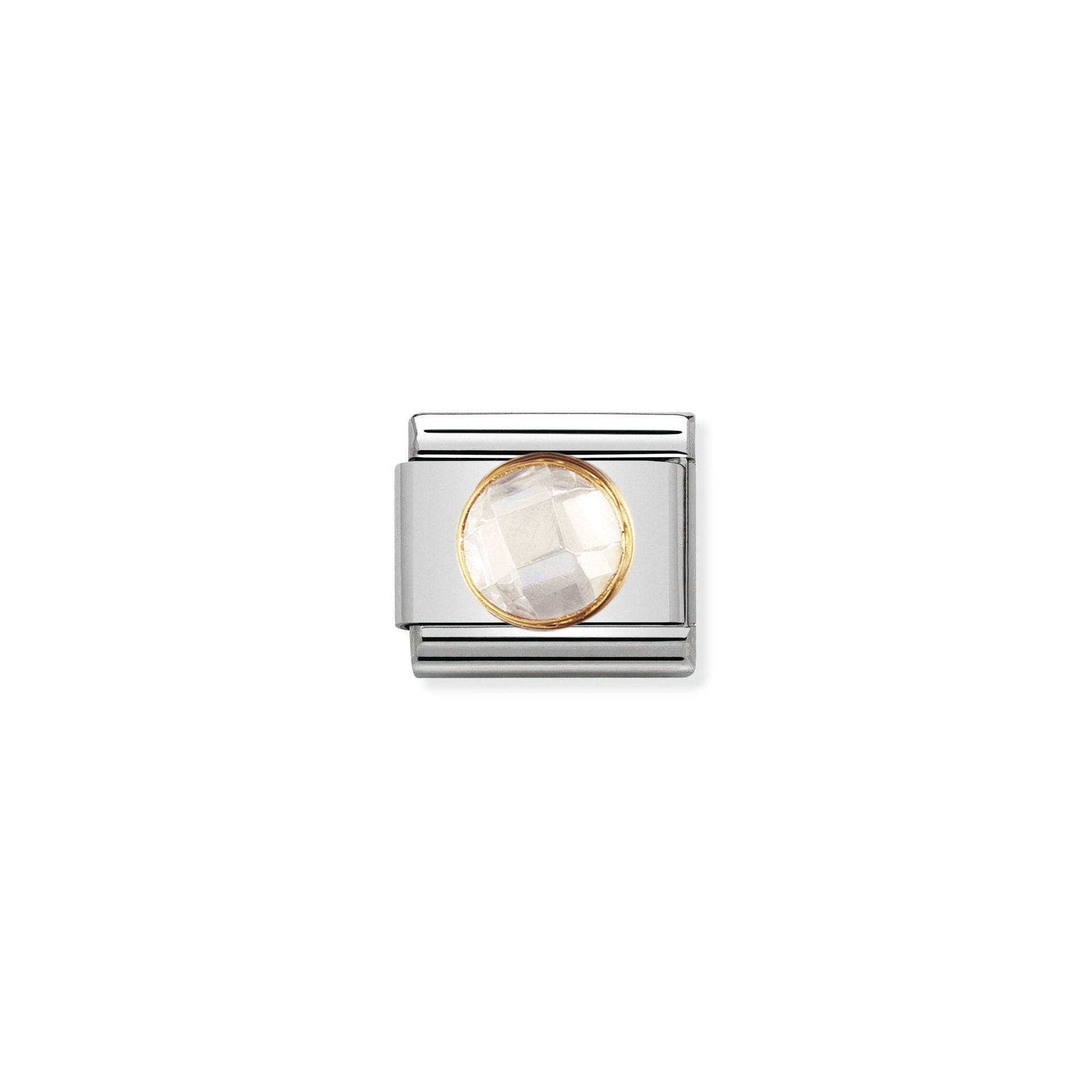 NOMINATION COMPOSABLE Classic links in stainless steel with 18k gold and round Cubic Zirconia White 030605_010