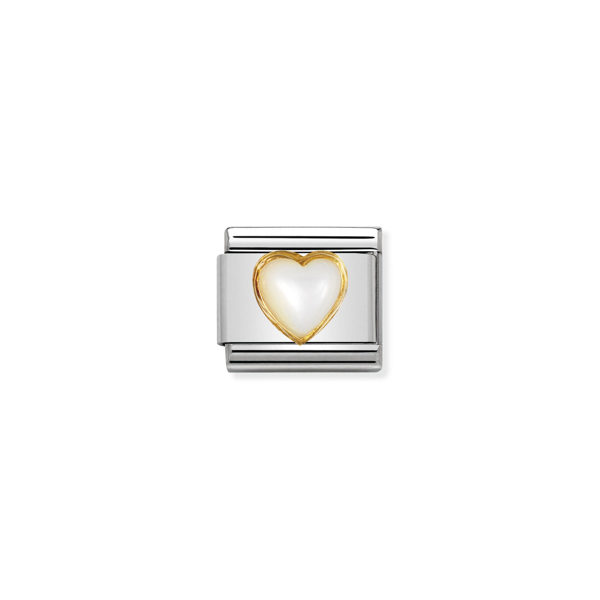 NOMINATION COMPOSABLE Classic STONES HEARTS in stainless steel with 18k gold WHITE MOTHER OF PEARL 030501_12
