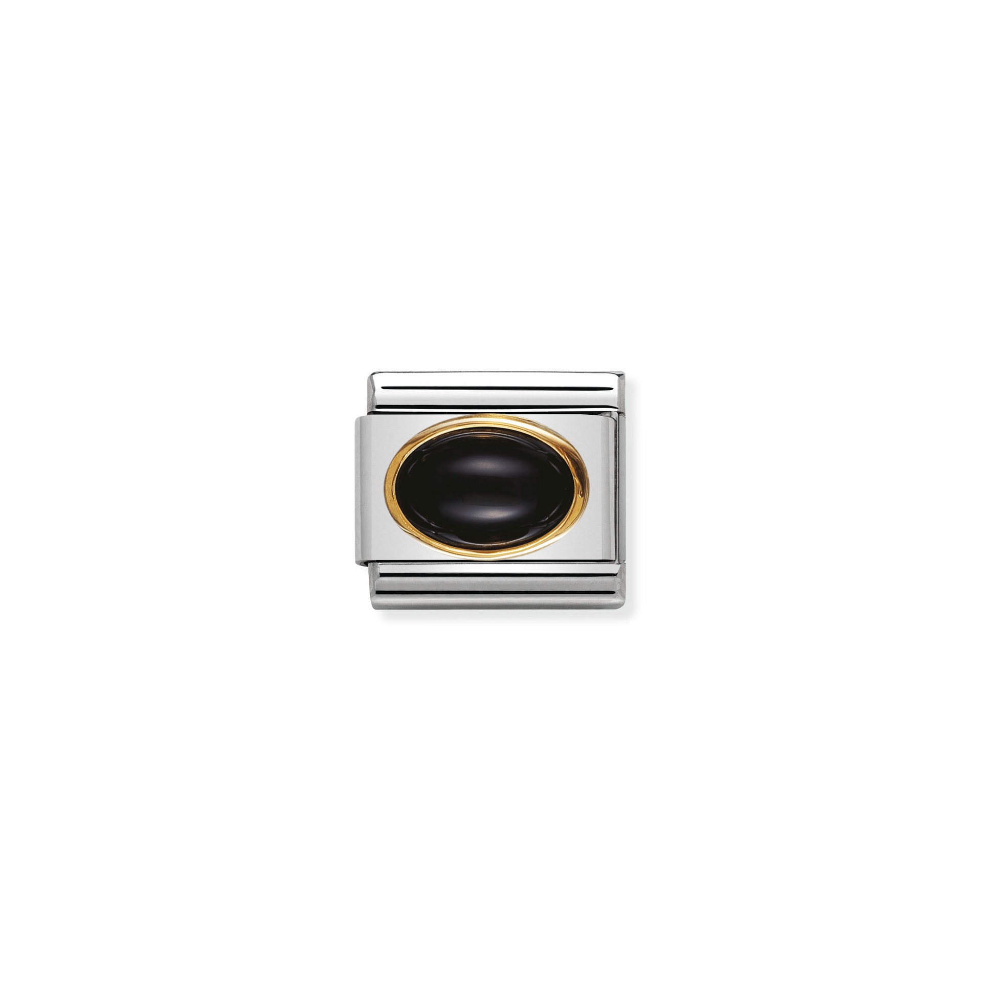 NOMINATION Composable Classic oval hard stones in stainless steel and gold 18k BLACK AGATE