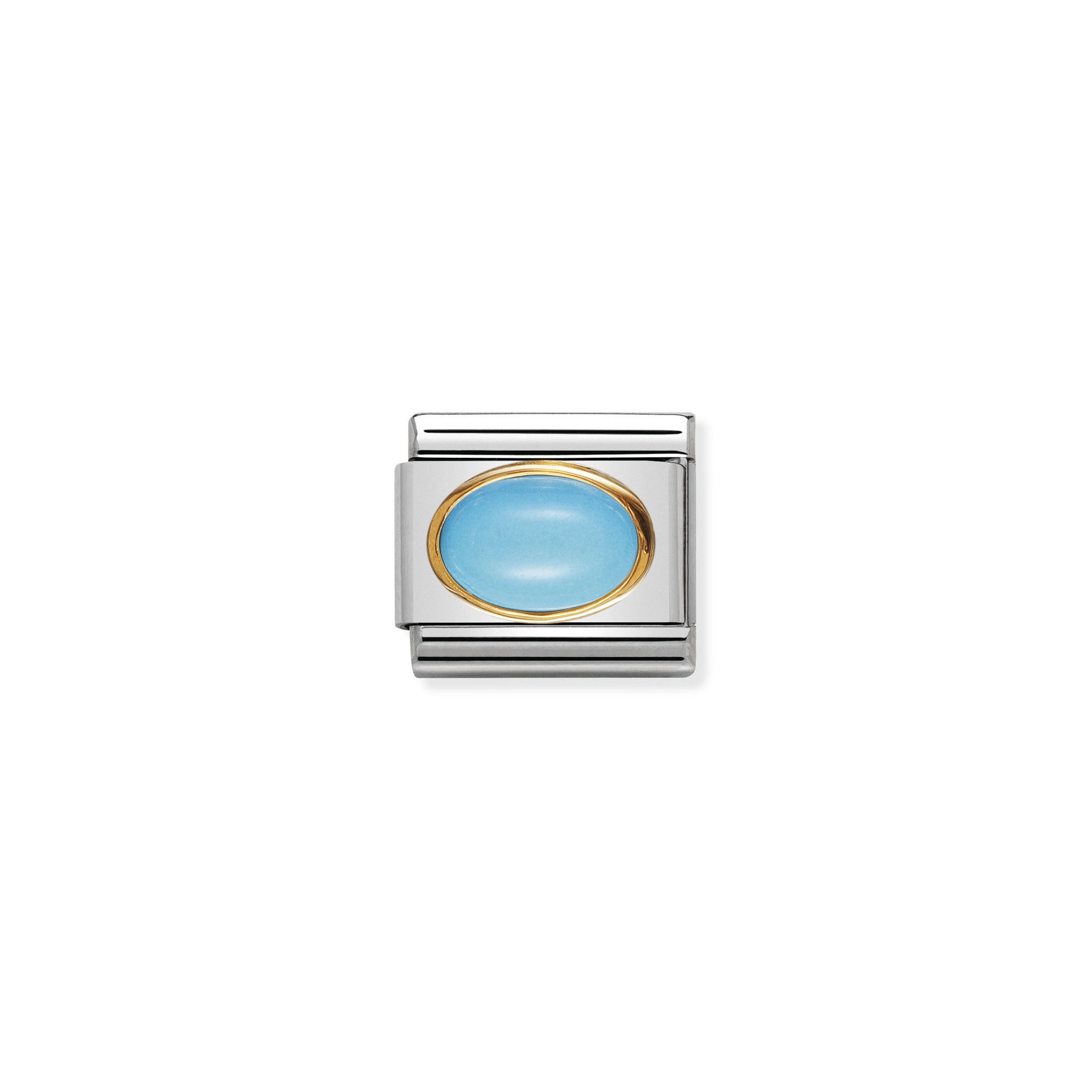 NOMINATION Composable Classic oval hard stones in stainless steel and gold 18k TURQUOISE 030502_06