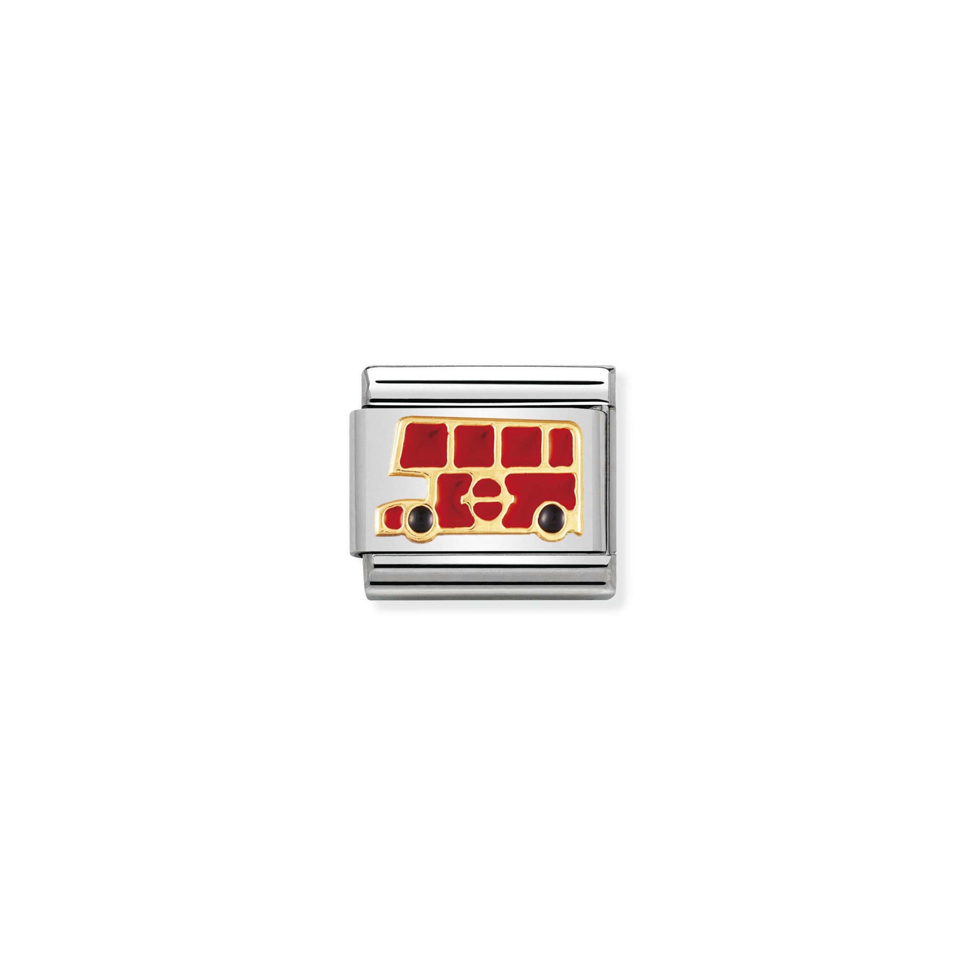 NOMINATION COMPOSABLE Classic TECH in stainless steel with enamel and 18k gold London Bus