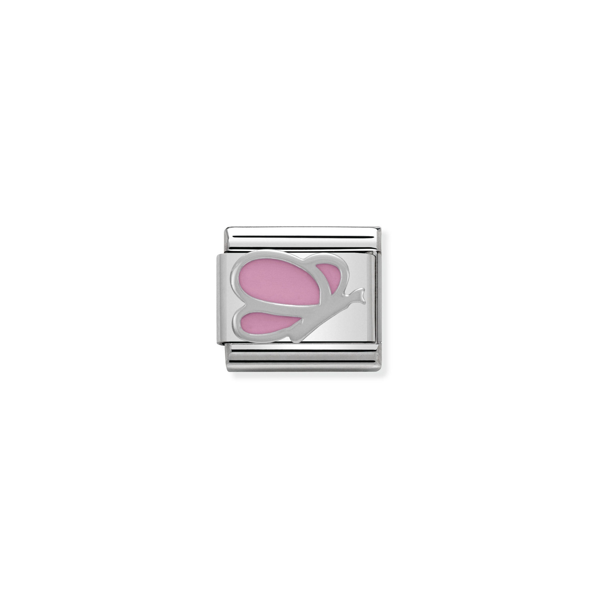 NOMINATION Composable Classic SYMBOLS in stainless steel , enamel and silver 925 Pink Butterfly 330202_03