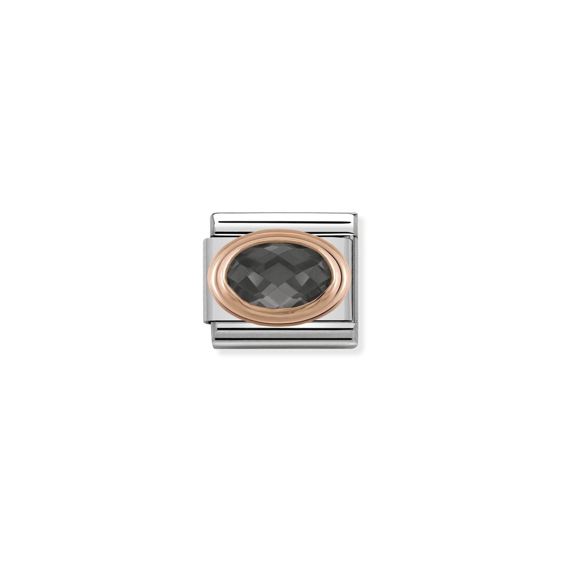 NOMINATION Composable Classic FACETED CZ in stainless steel with 9K rose gold Black 430601_011
