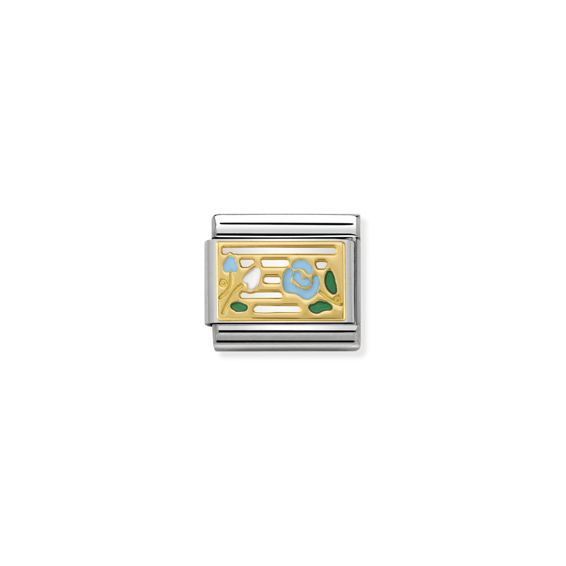Nomination Classic Gold Music Stave with Blue Enamel Roses Charm - 030284_14