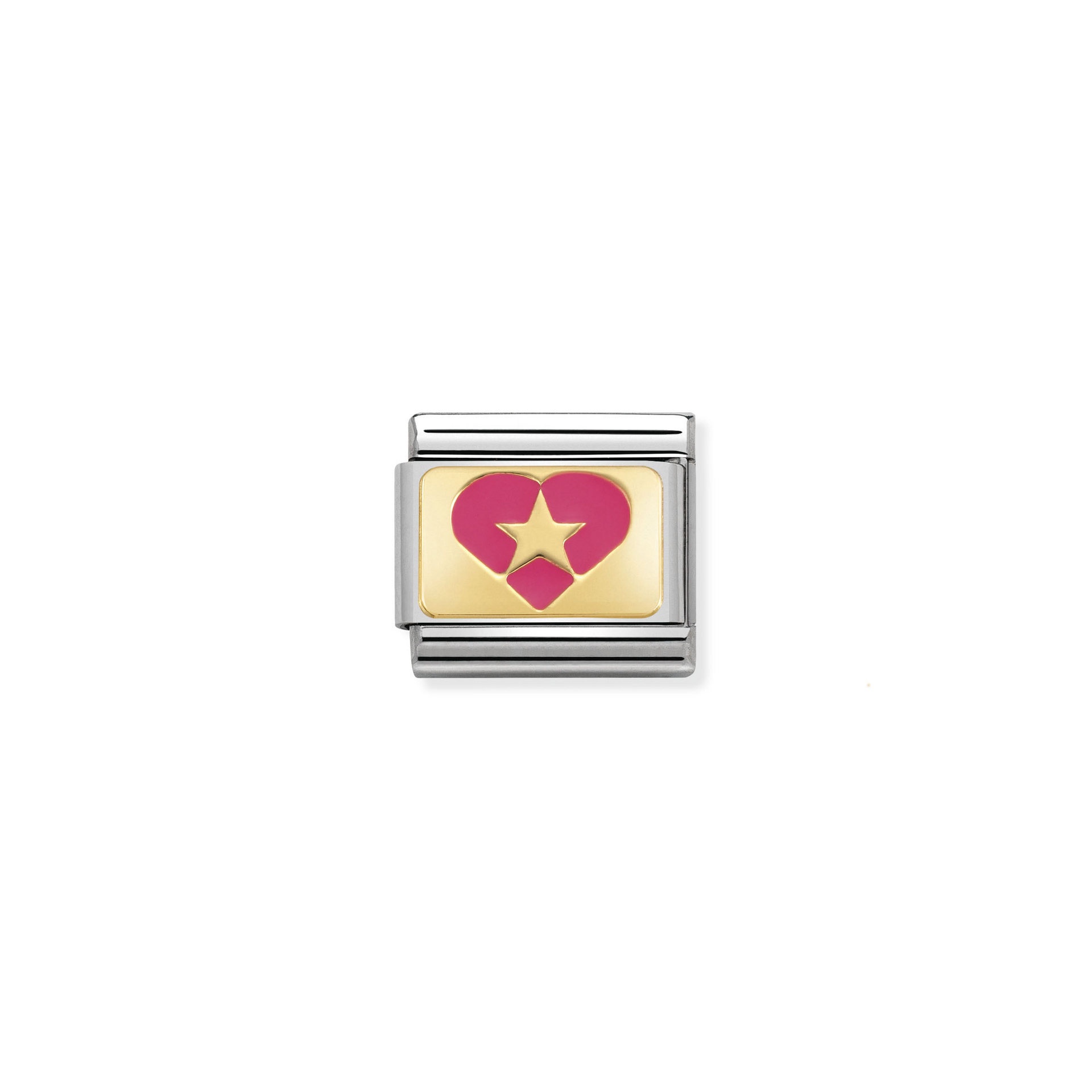 Nomination Classic Gold Fuchsia Pink Enamel Heart with Star Charm