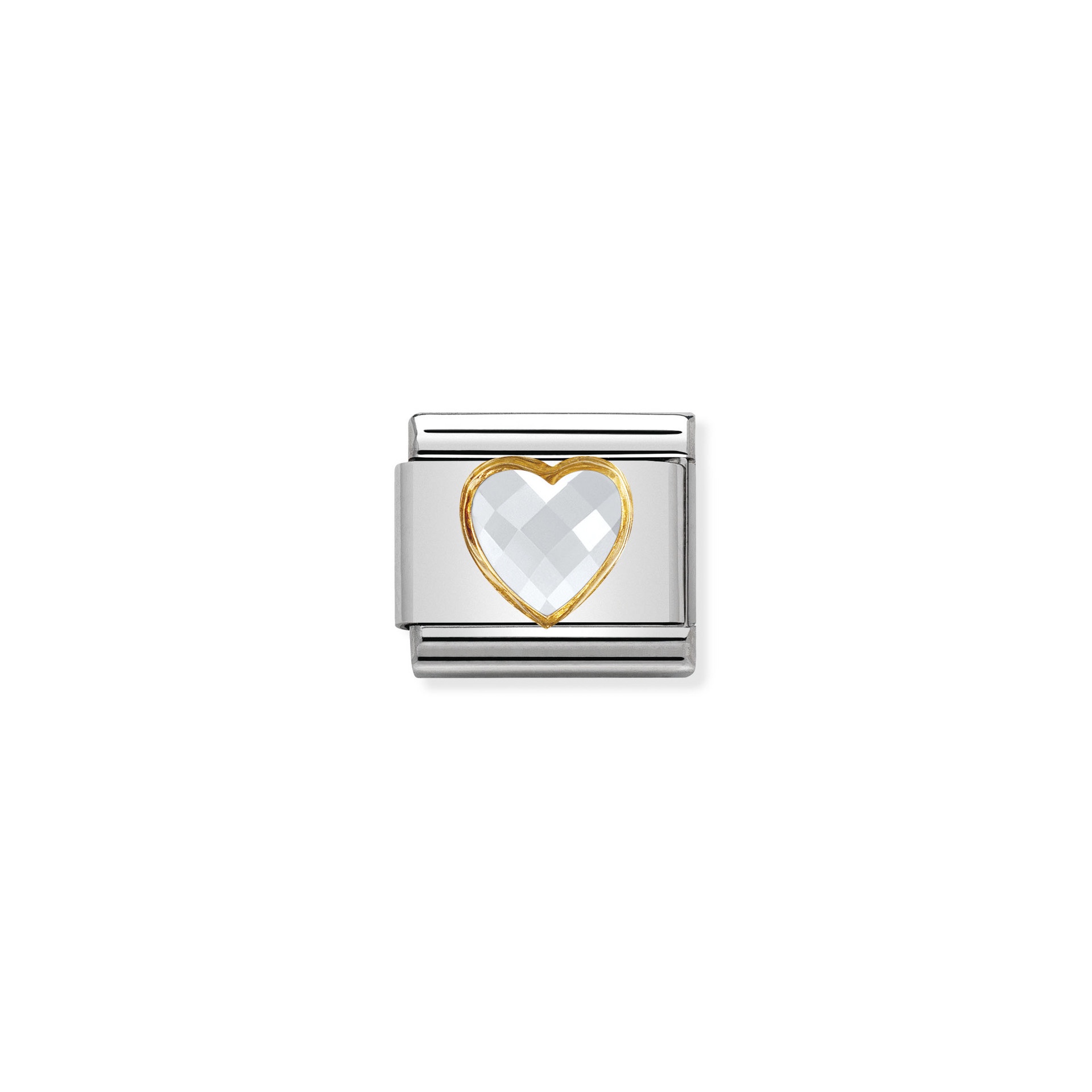 Nomination Composable Classic Multifaceted white heart link charm - 030610_010
