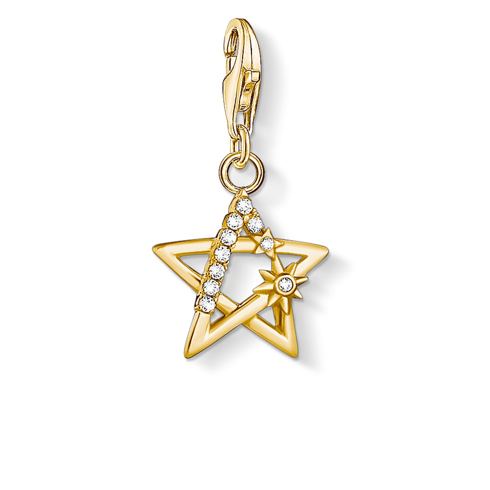 Thomas Sabo Charm Pendant -  Gold Open Star with Stones 1851-414-14