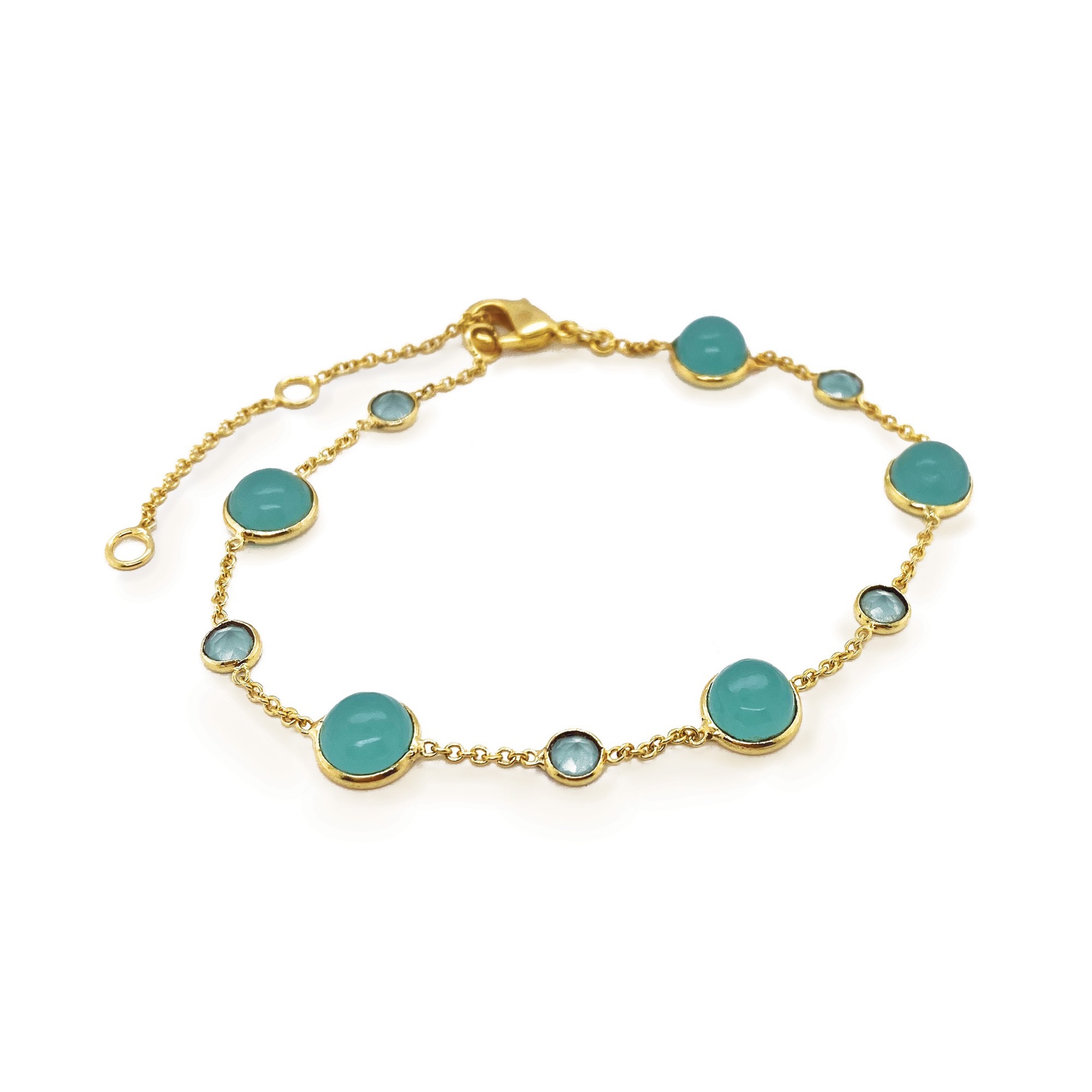 Sarah Alexander Aqua Calci Cabuchon and Chain Bracelet