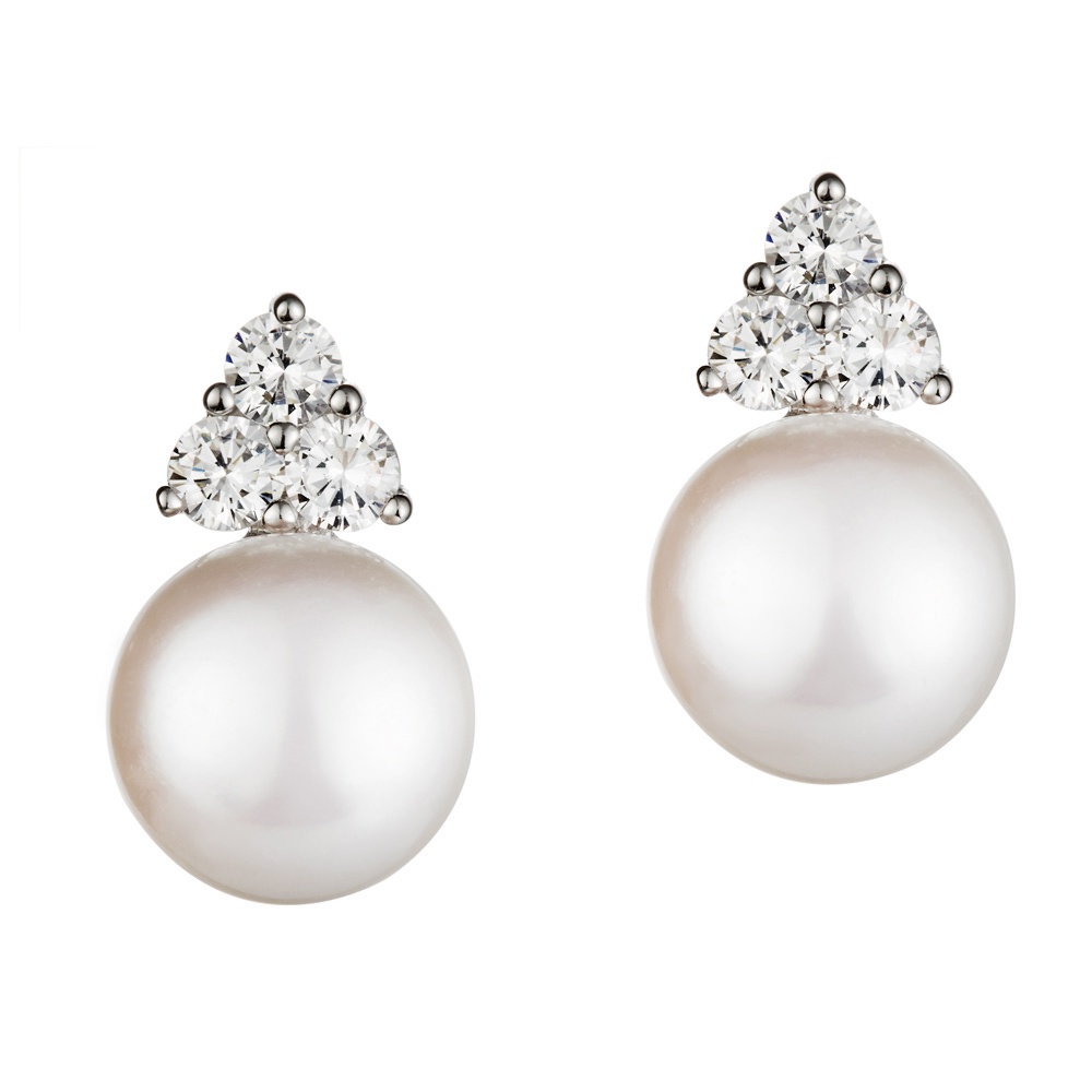Jersey Pearl Soiree Freshwater Pearl and Zirconia Stud Earrings