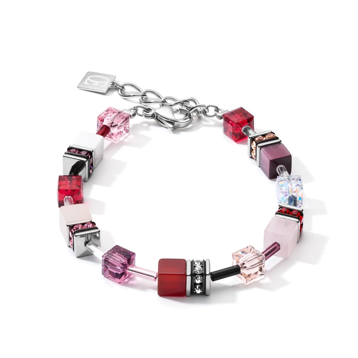 Coeur De Lion GeoCUBE Bracelet - Crystals and Gemstones Red Purple