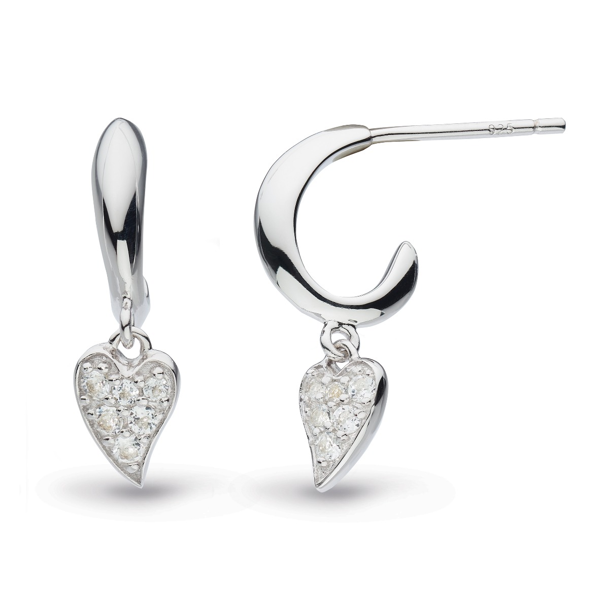 Kit Heath Desire Precious White Topaz Heart Hoop Drop Earrings 50506WT