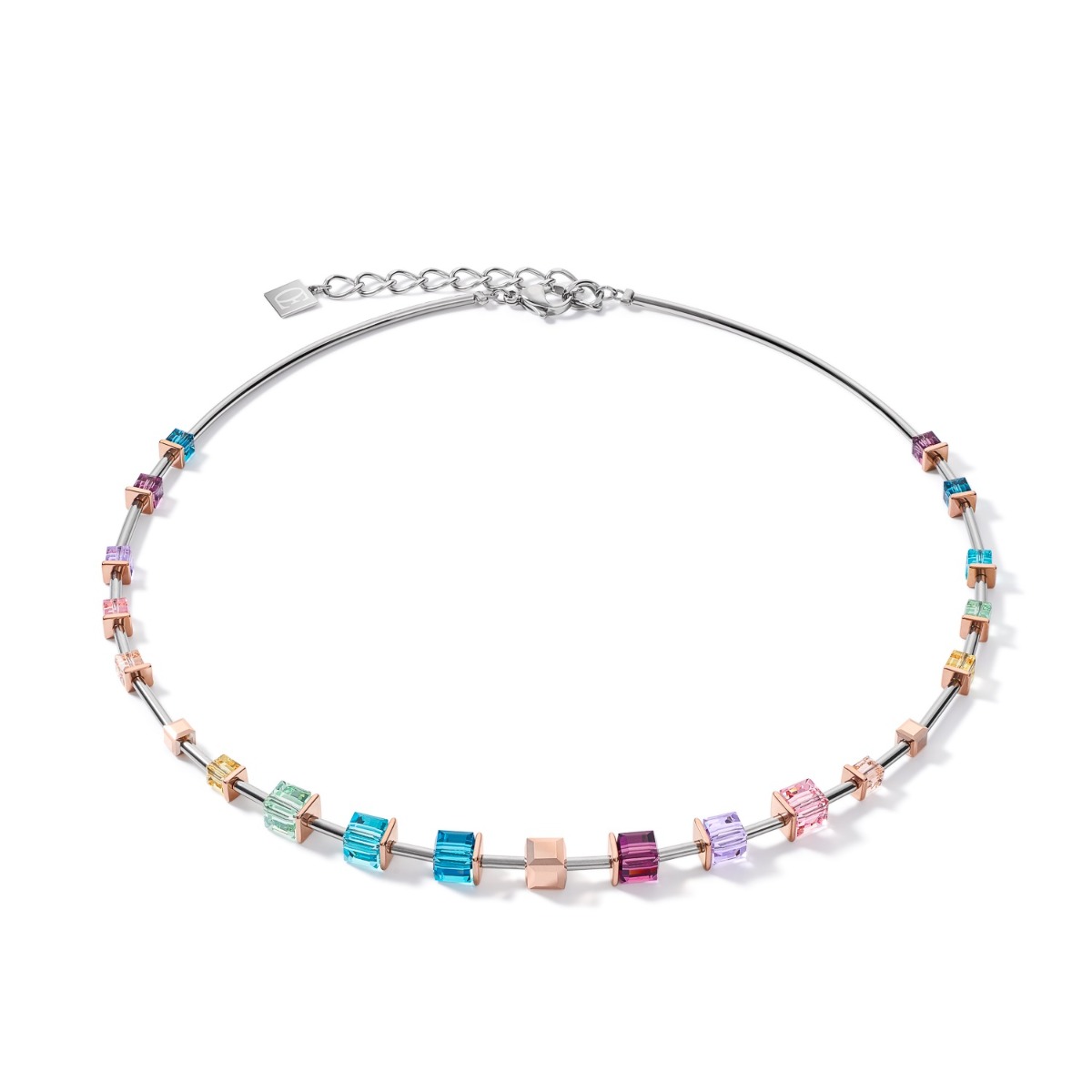 Coeur De Lion GeoCUBE Necklace - Multicolour Art Nouveau 5062101578