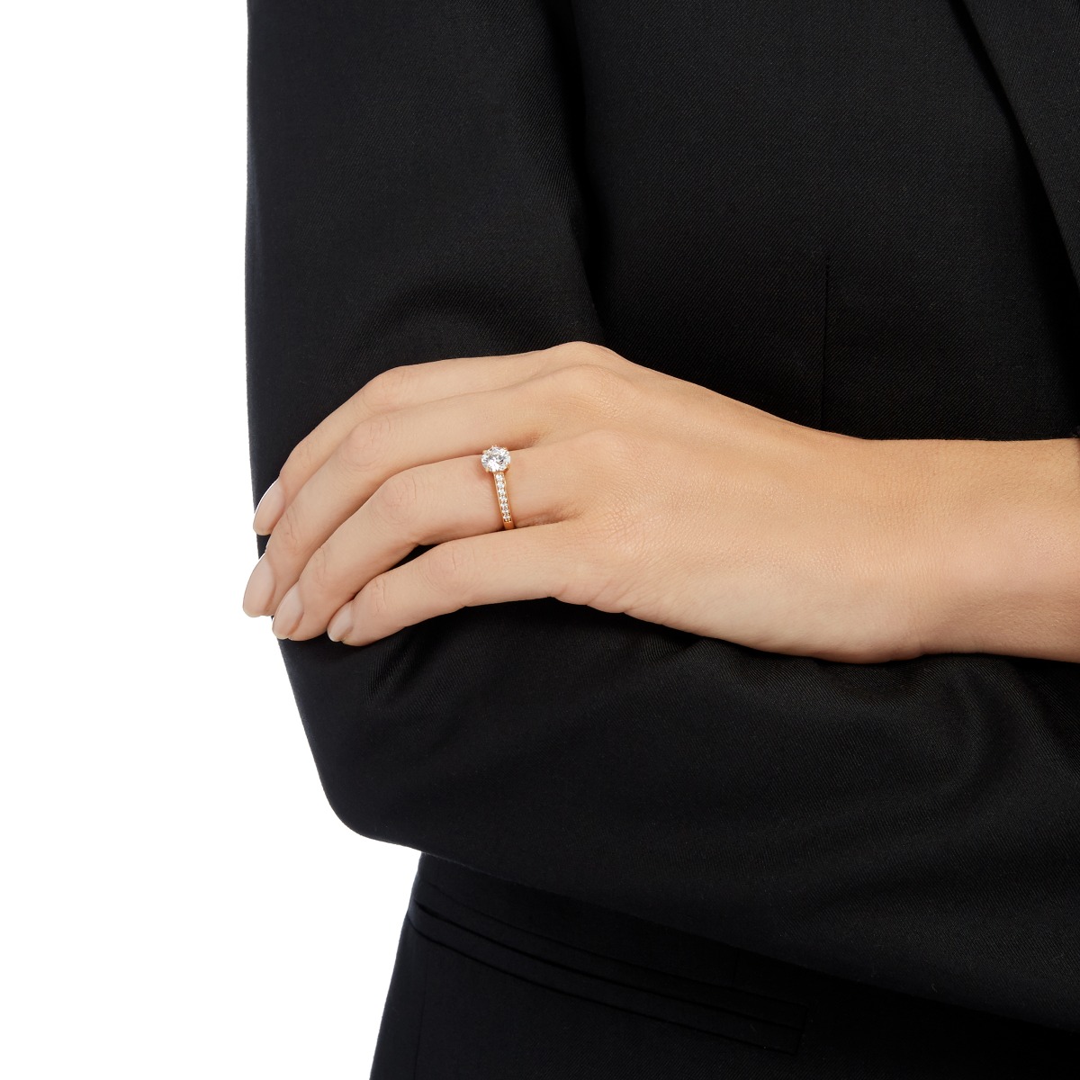 Swarovski Attract Round Ring, White, Rose Gold Plating 5184217, 5184204, 5184208