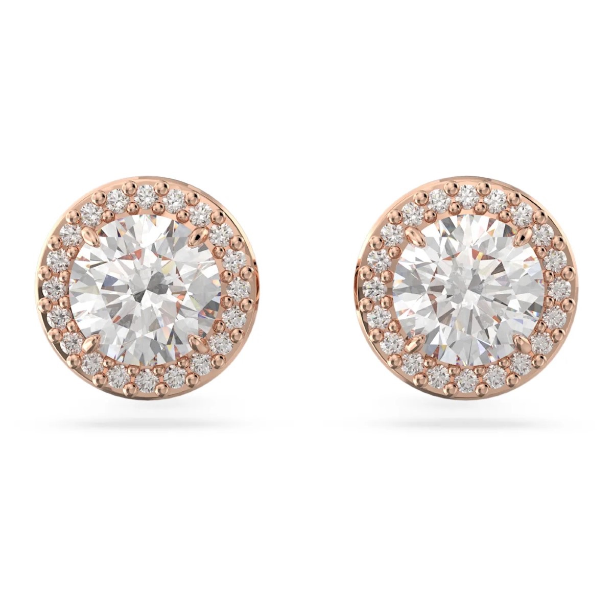 Swarovski Constella Halo Stud Earrings - White with Rose Gold Plating