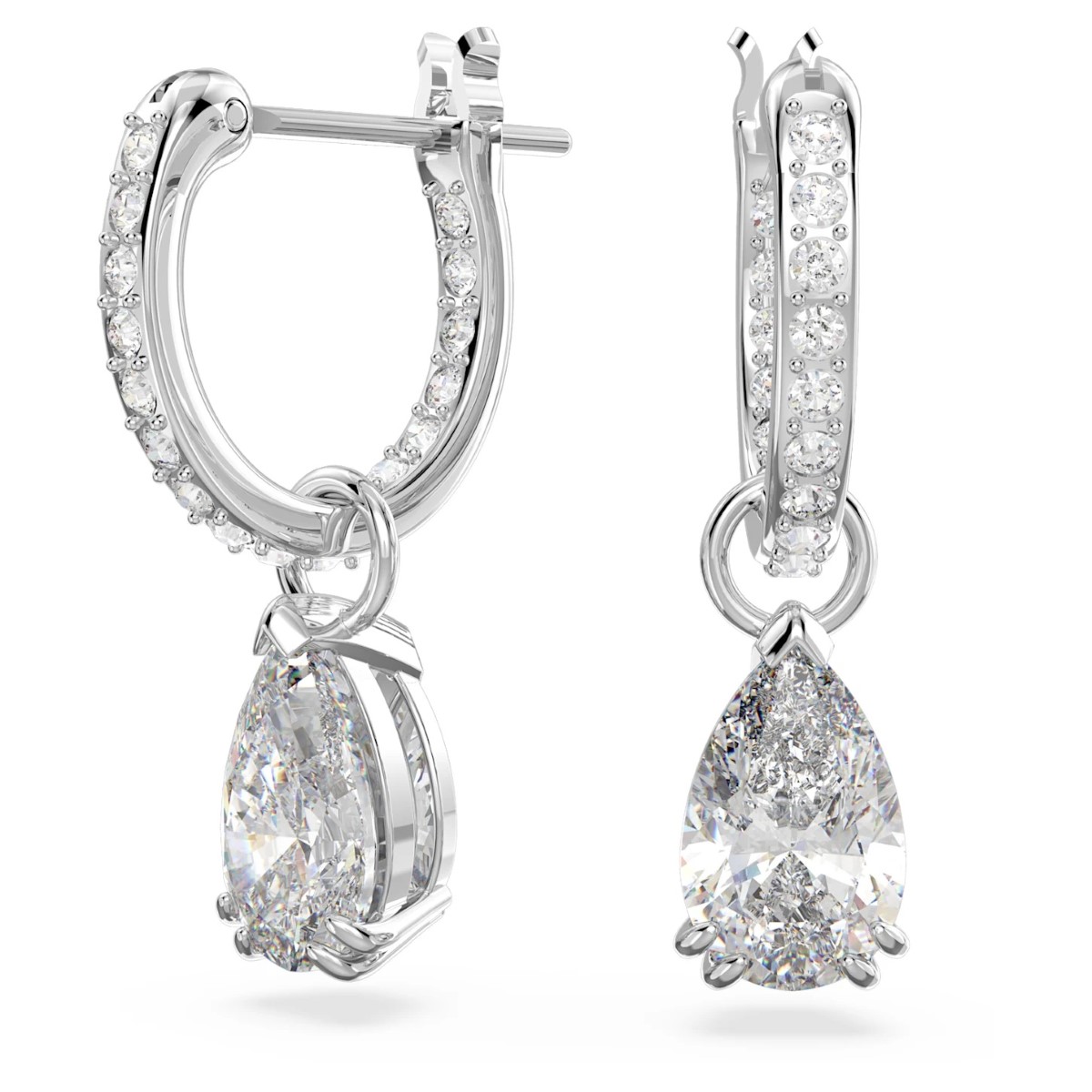 Swarovski Millenia Hoop Earrings Pear Cut - White with Rhodium Plating 5636716