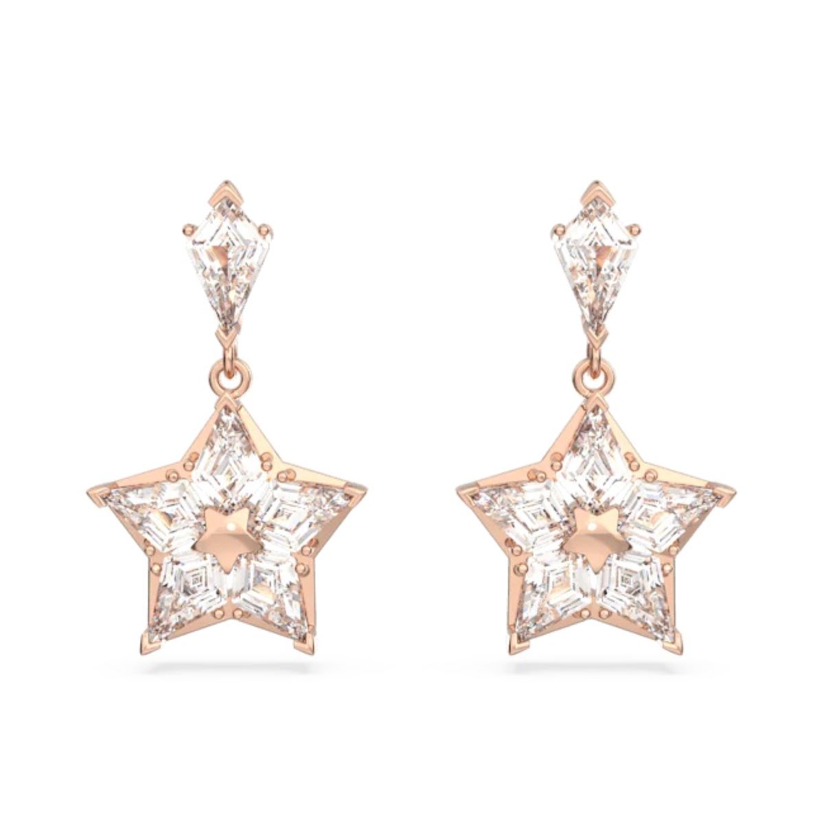 Swarovski Stella Drop Earrings Kite Cut Star White Rose Gold Tone Plated 5645466