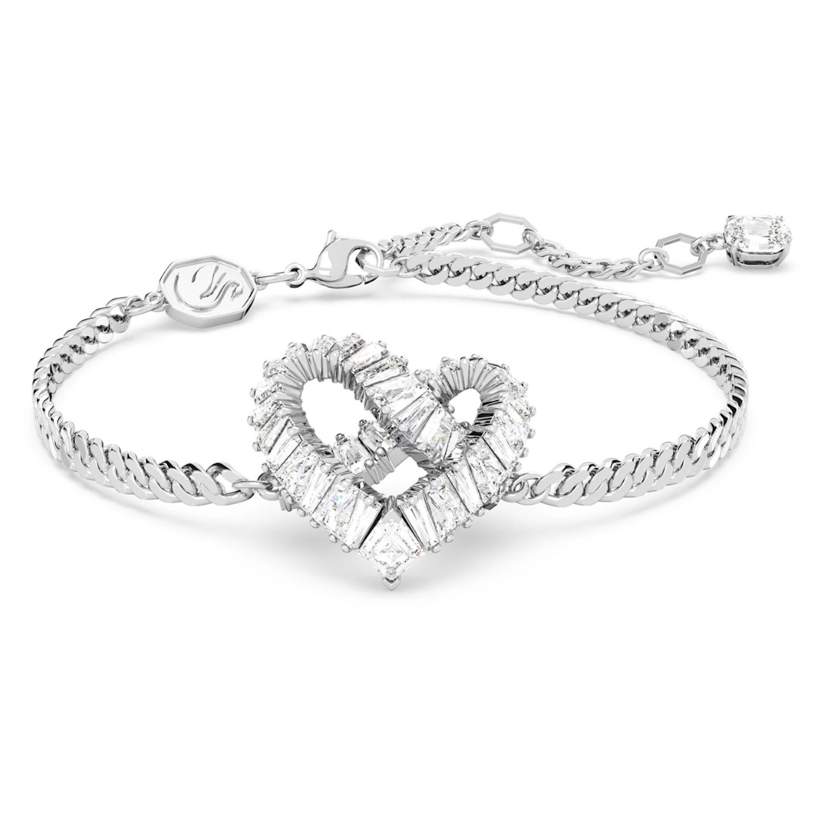 Swarovski Matrix Mixed Cuts Heart Bracelet - White with Rhodium Plating 5648299