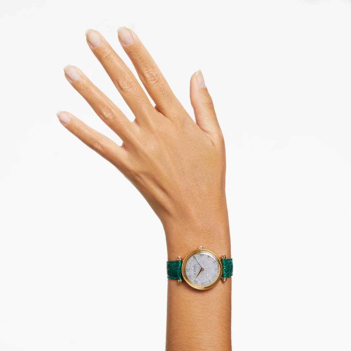 Swarovski Crystalline Wonder Watch - Green and Gold Tone with Leather Strap 5656893