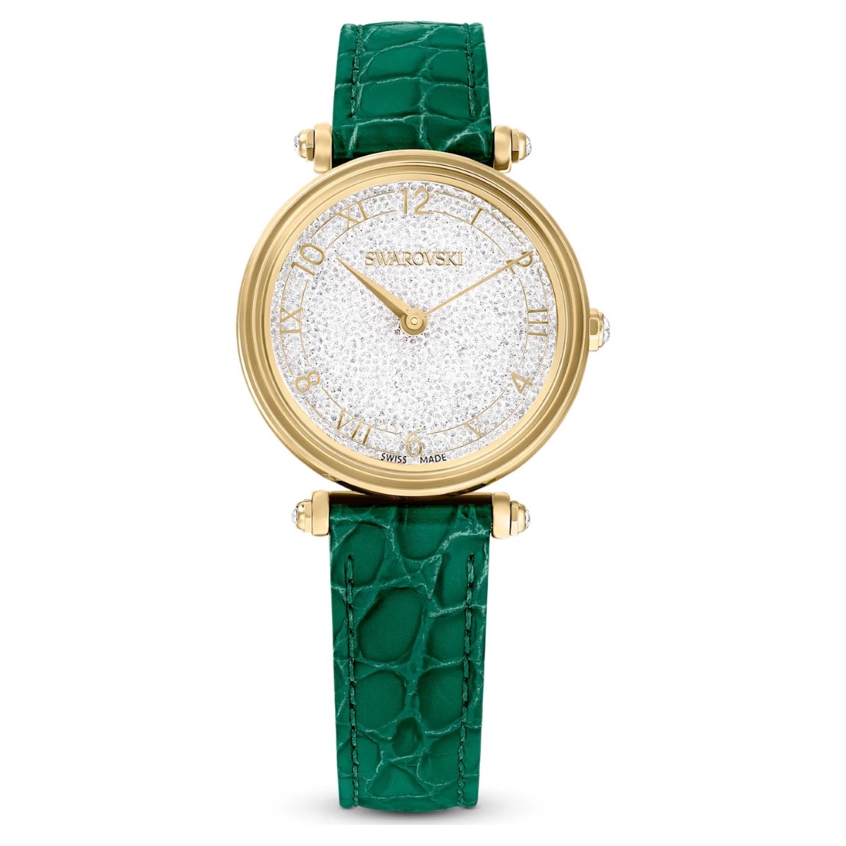 Swarovski Crystalline Wonder Watch - Green and Gold Tone with Leather Strap 5656893