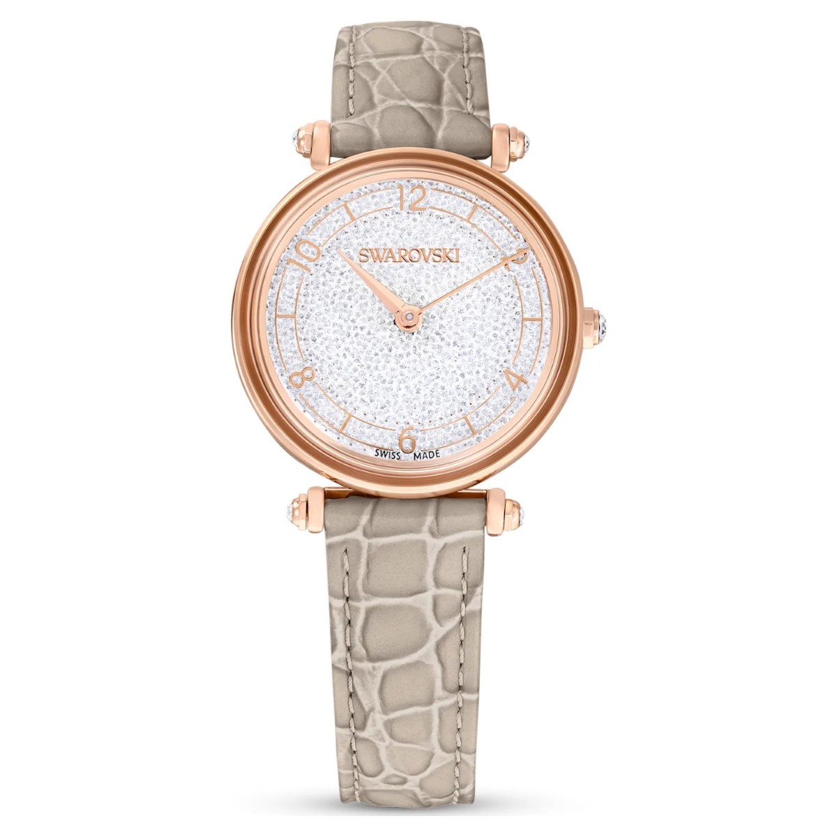 Swarovski Crystalline Wonder Watch - Beige Rose Gold Tone with Leather Strap 5656899