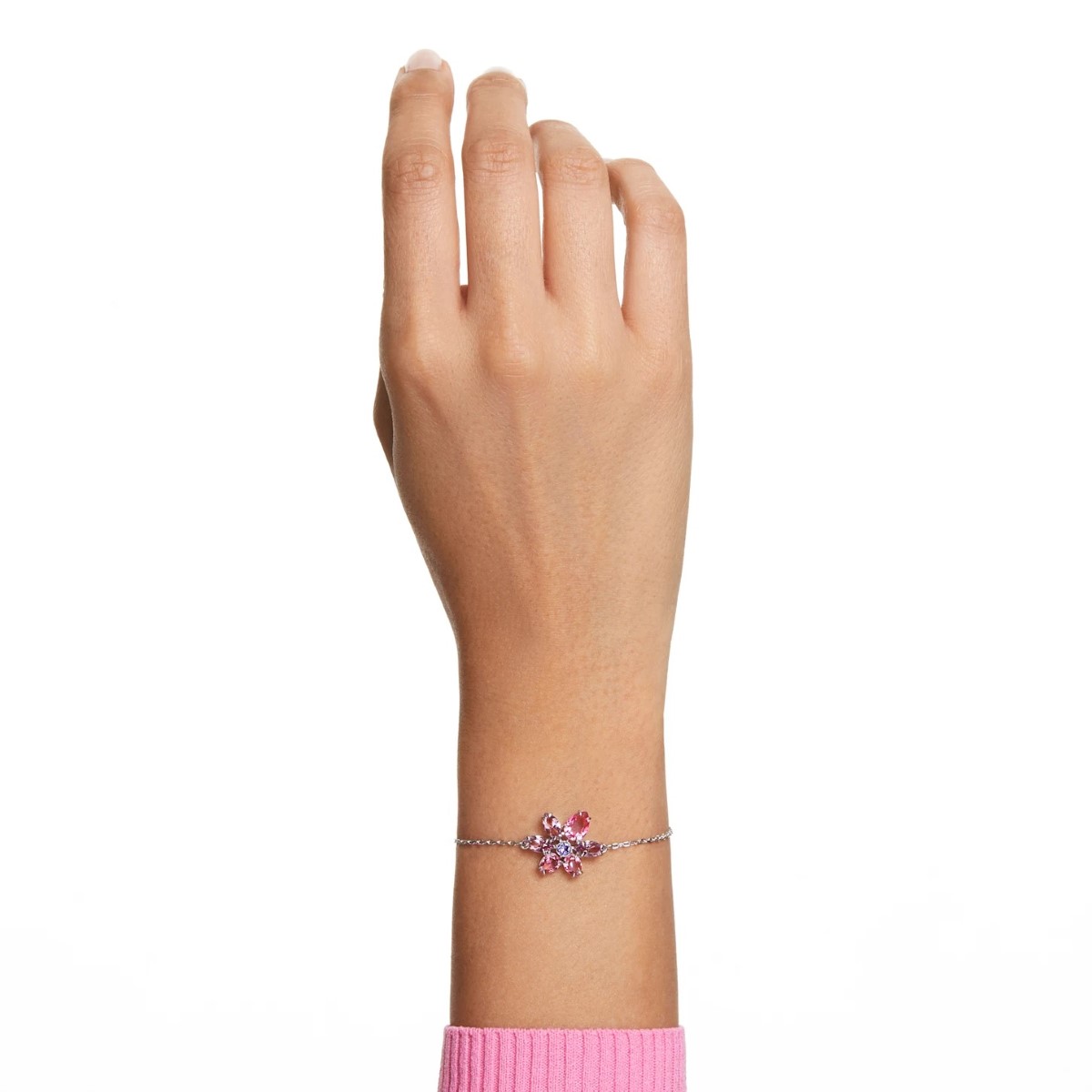 Swarovski Gema Flower Bracelet - Pink with Rhodium Plating 5658396