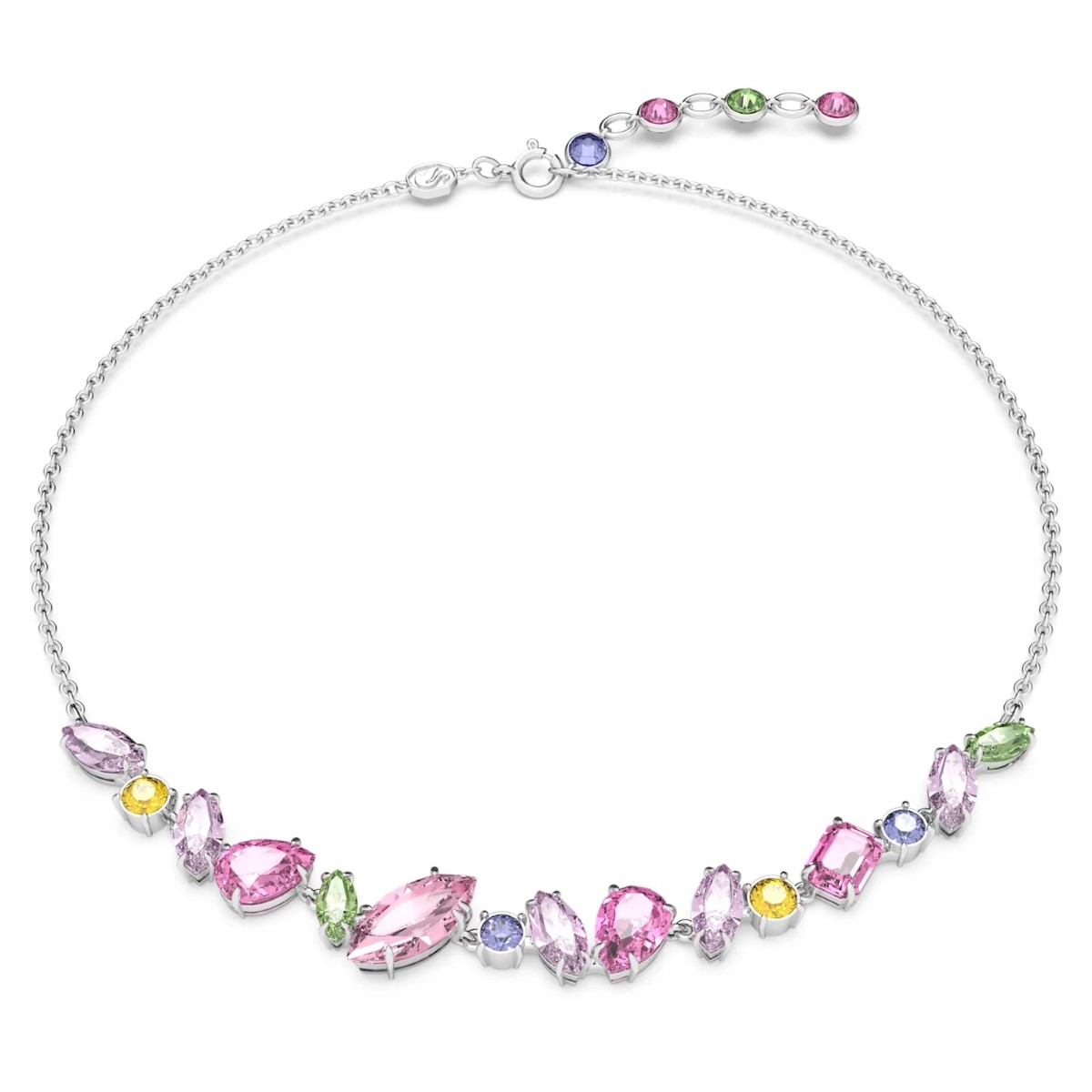 Swarovski Gema Mini Necklace -  Multicoloured with Rhodium Plating 5658398