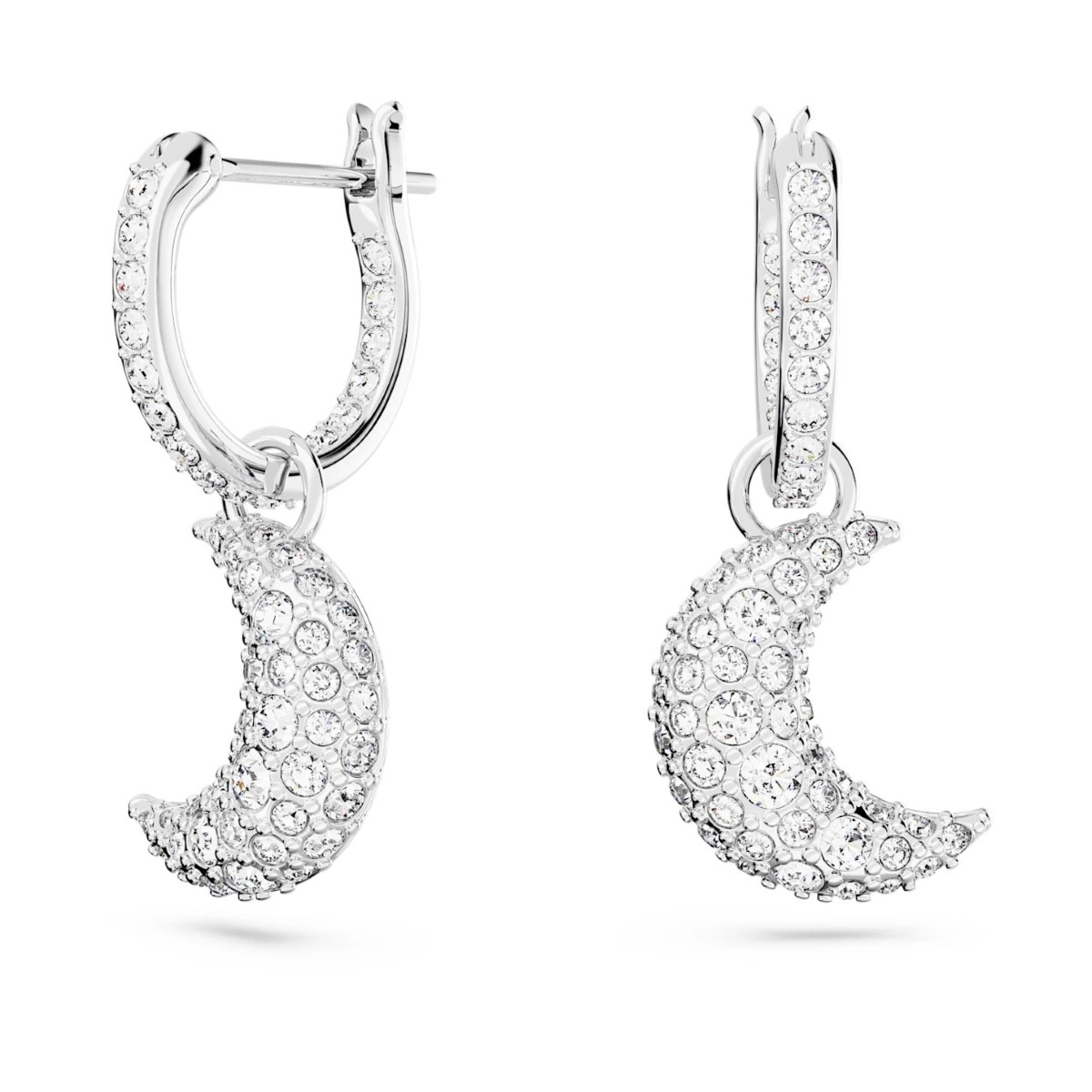 Swarovski Luna Moon Drop Earrings - White with Rhodium Plating