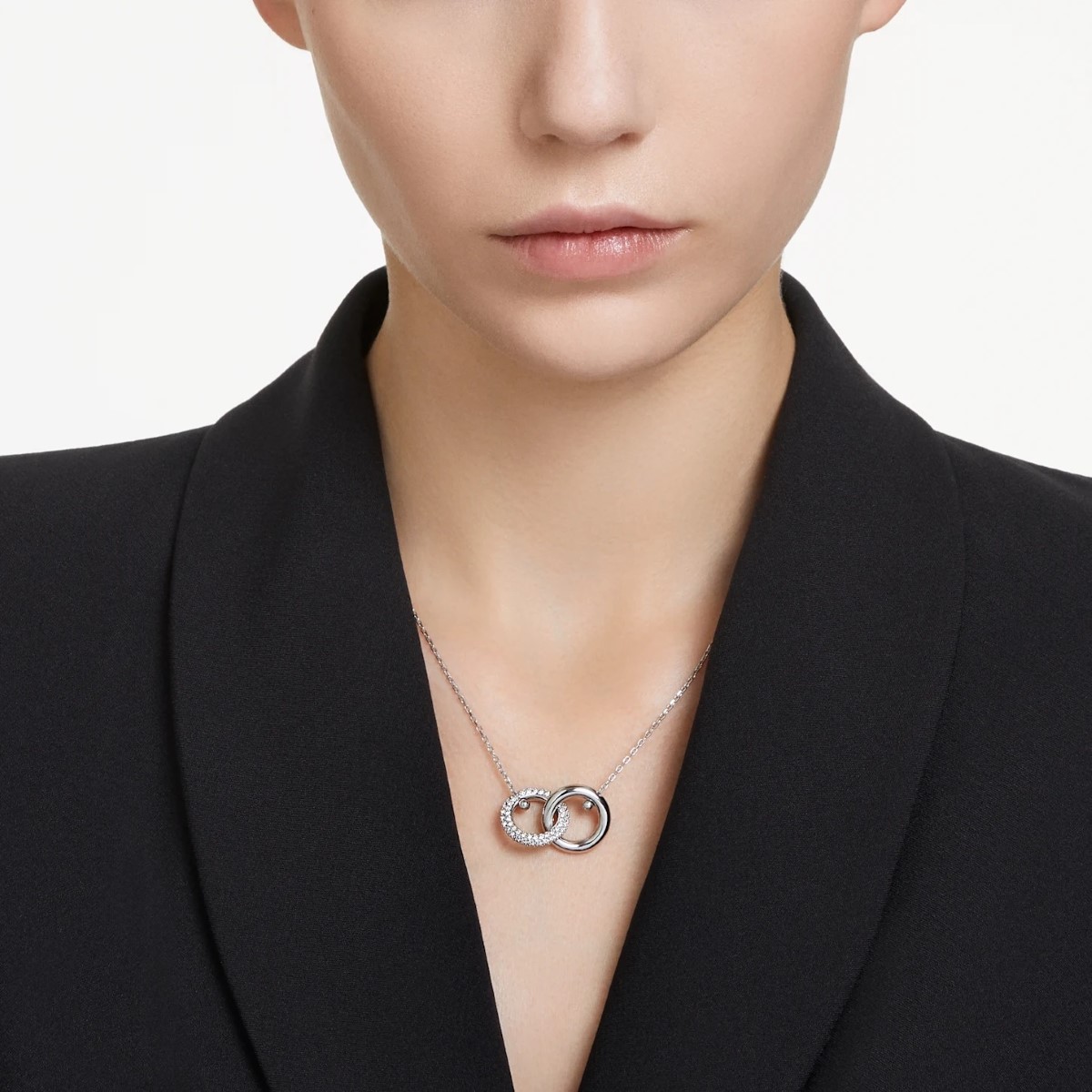 Swarovski Dextera Pendant Interlocking Loop - White with Rhodium Plating 5670251
