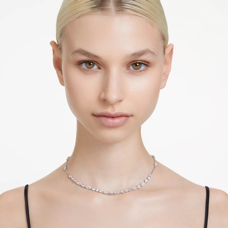 Swarovski Mesmera Scattered Design Necklace - White with Rhodium Plating 5676989