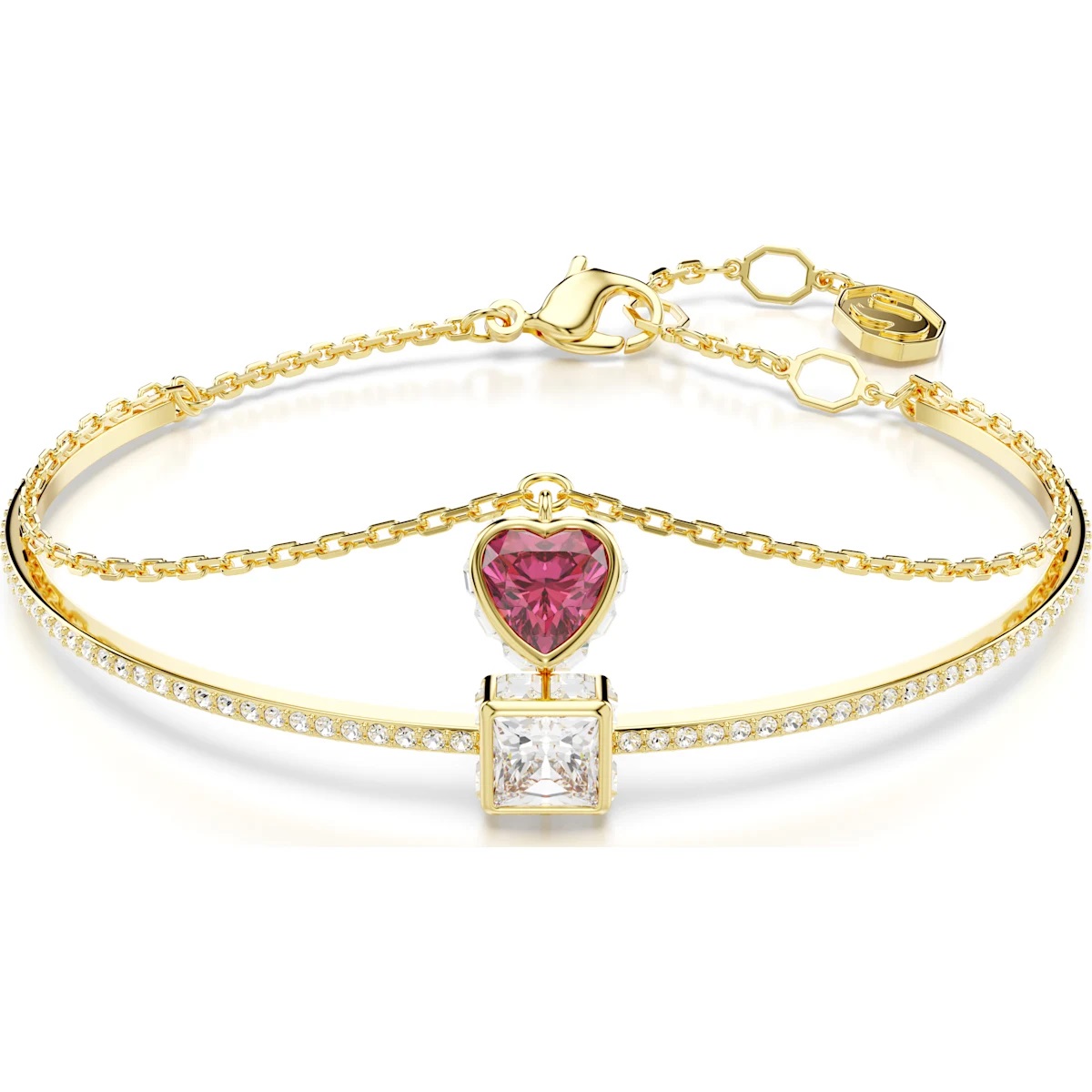 Swarovski Chroma Heart Bangle - Red with Gold Tone Plating 5683835