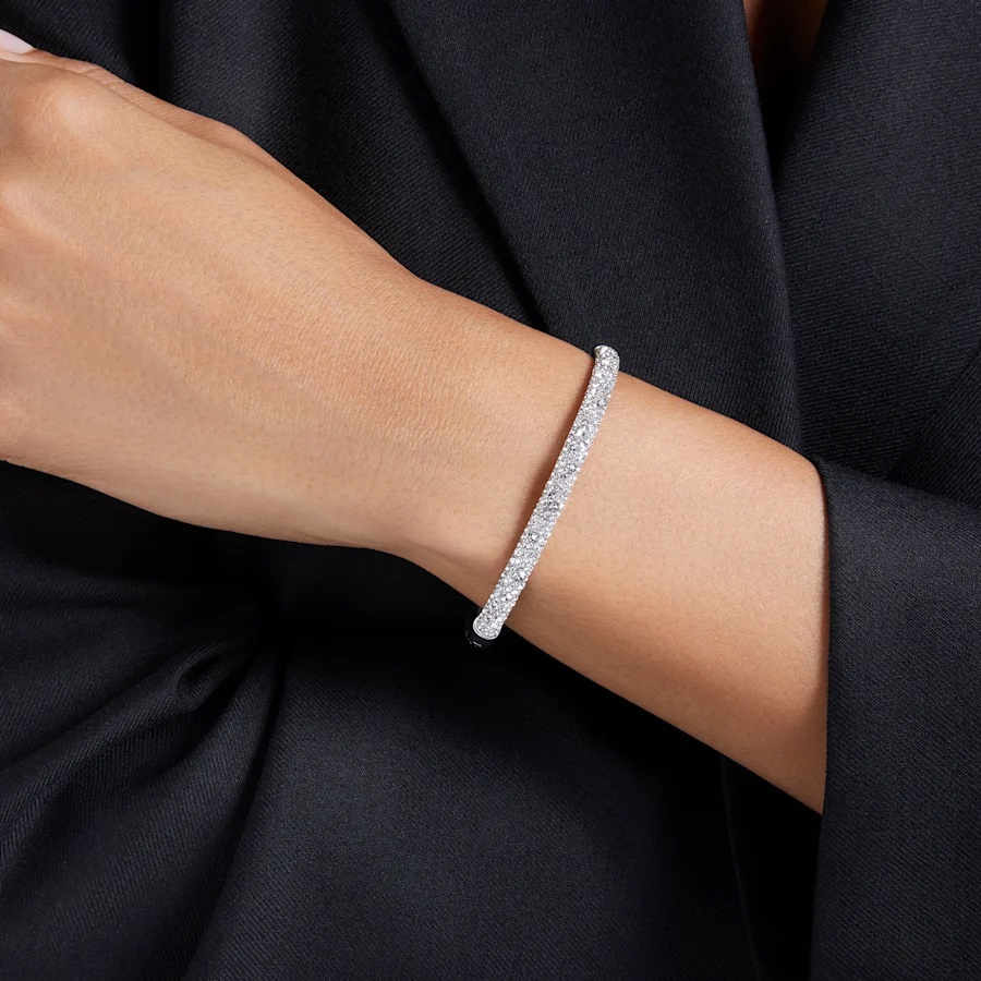 Swarovski Meteora Bangle Snow Pavé - White with Rhodium Plating 5684241, 5684242