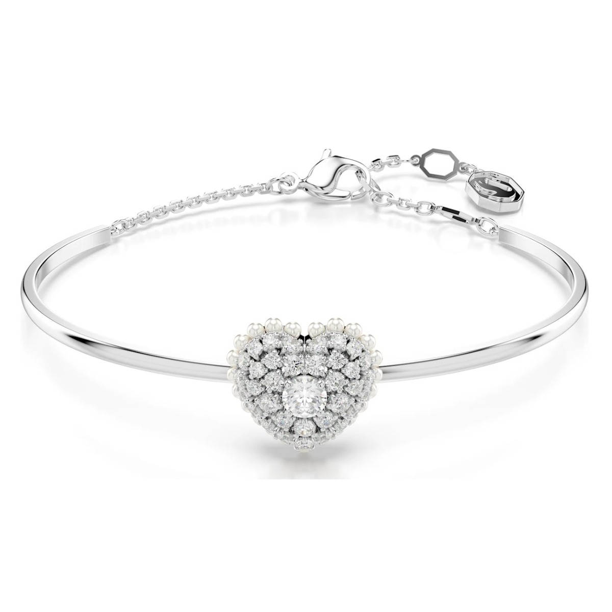 Swarovski Hyperbola Heart Bangle - Rhodium Plated 5684385