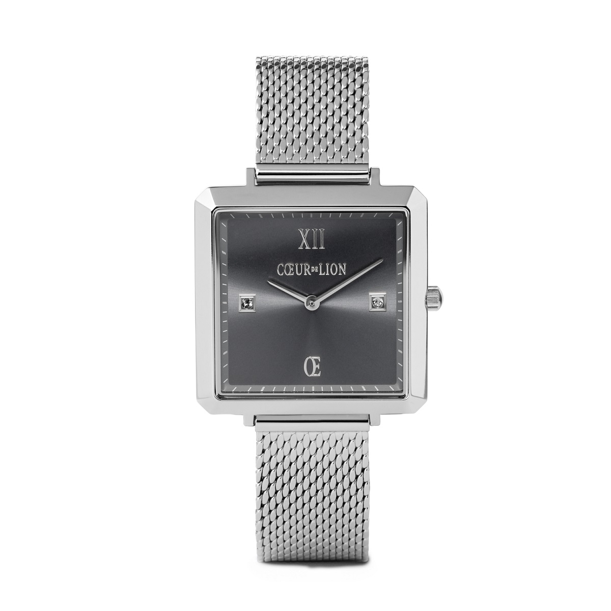 Coeur De Lion Watch - Iconic Square Graphite Sunray with Milanese Strap 7620701724