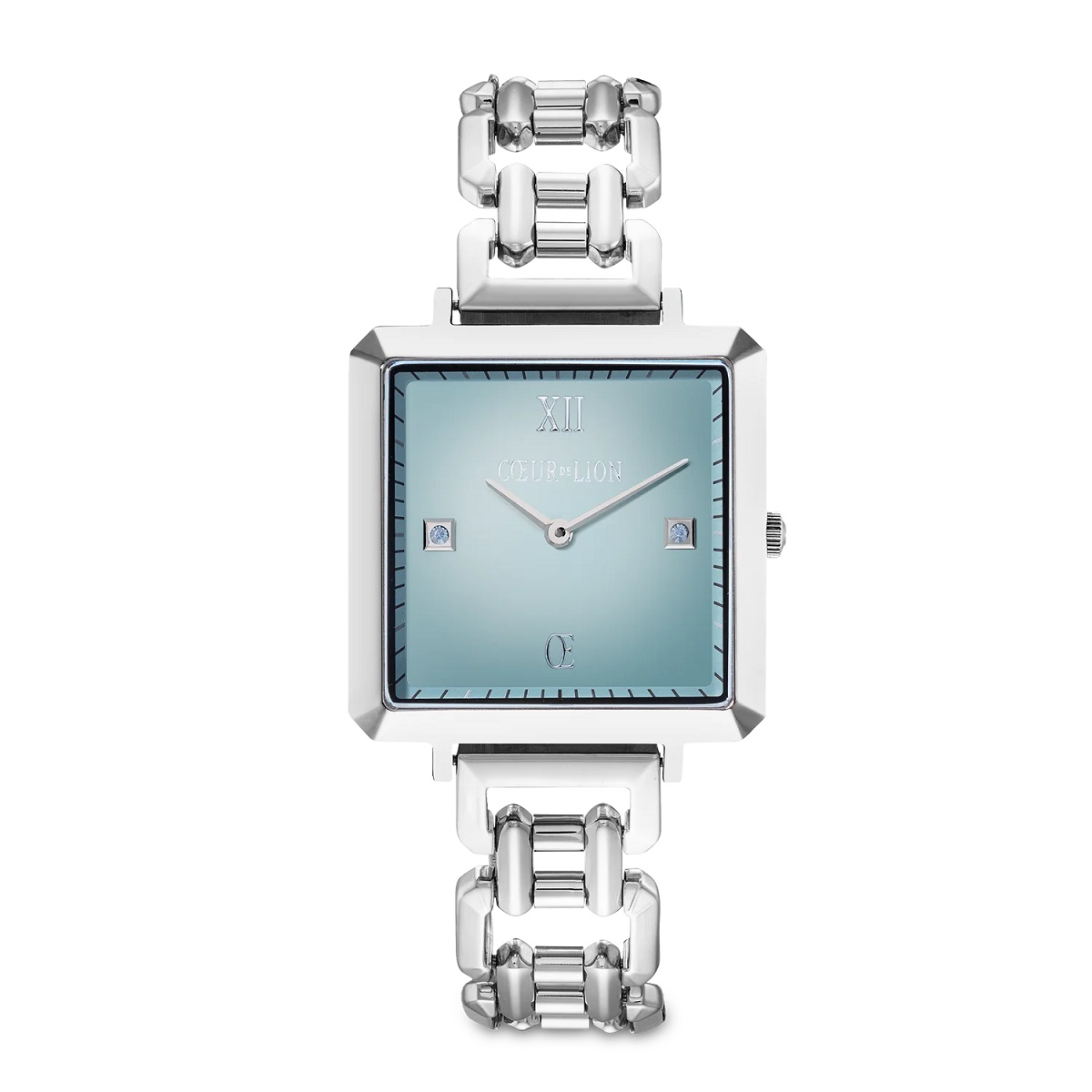 Coeur De Lion Watch - Iconic Cube Ocean Cyan Statement Silver