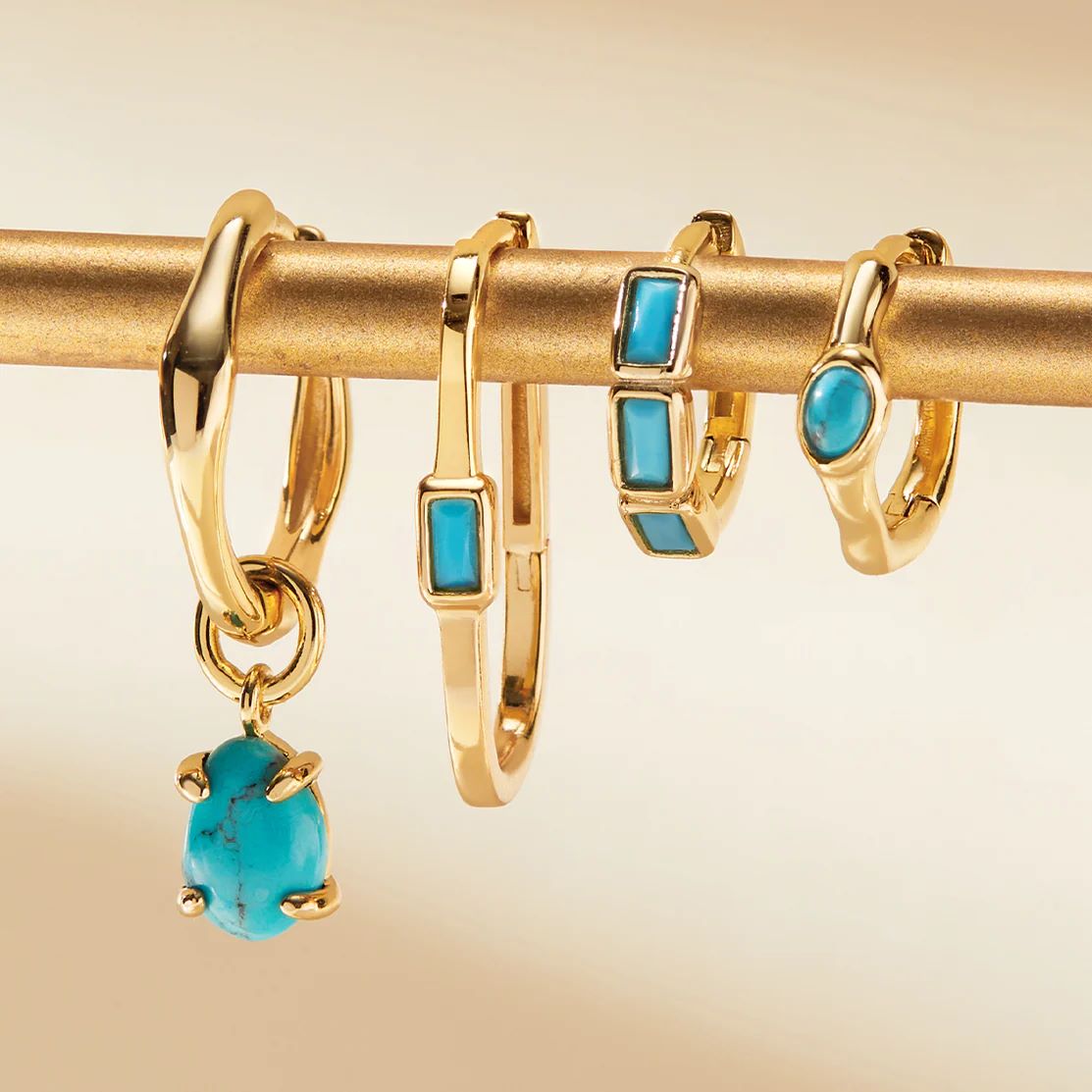 Ania Haie Turquoise Drop Wave Huggie Hoop Earrings - E044-02G