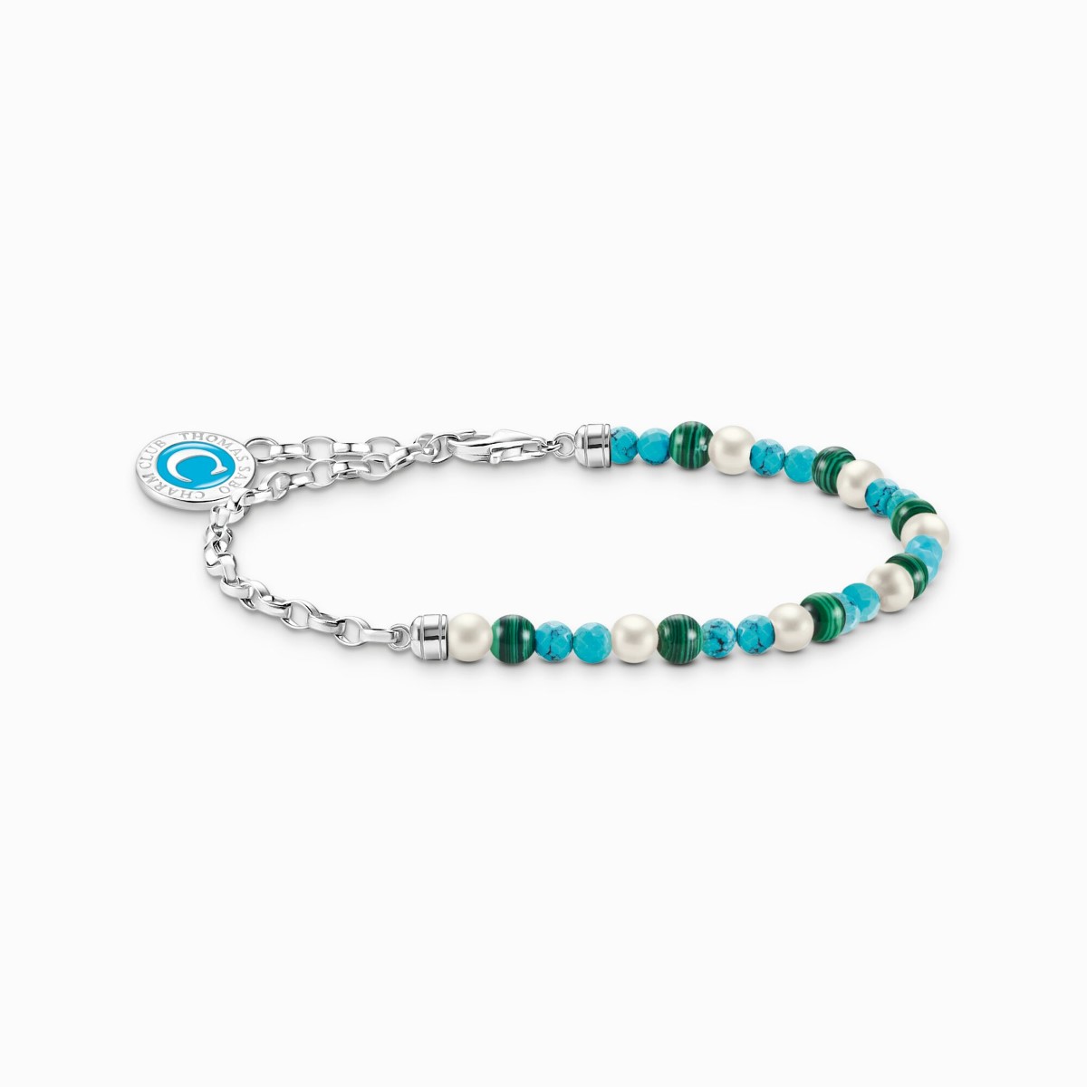 Thomas Sabo Member Charm Bracelet - Pearls with Malachite and Turquoise