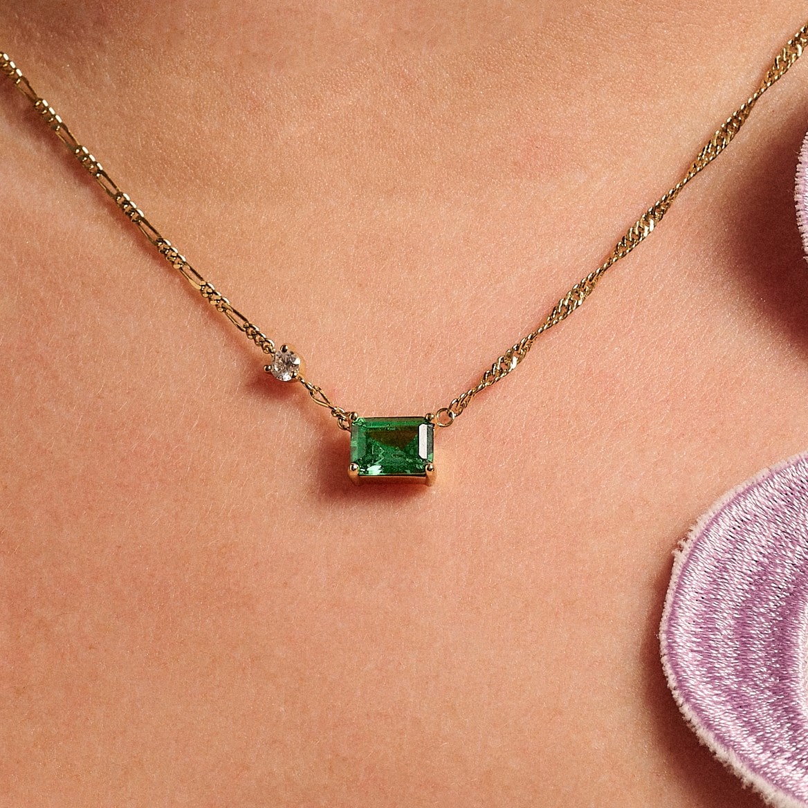 Amelia Scott Lola Emerald Cut Necklace with Green and Clear Zirconia
