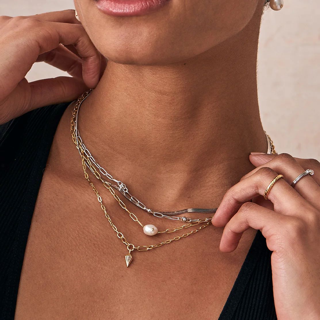 Ania Haie Gold Pearl Sparkle Chunky Chain Necklace - N043-05G