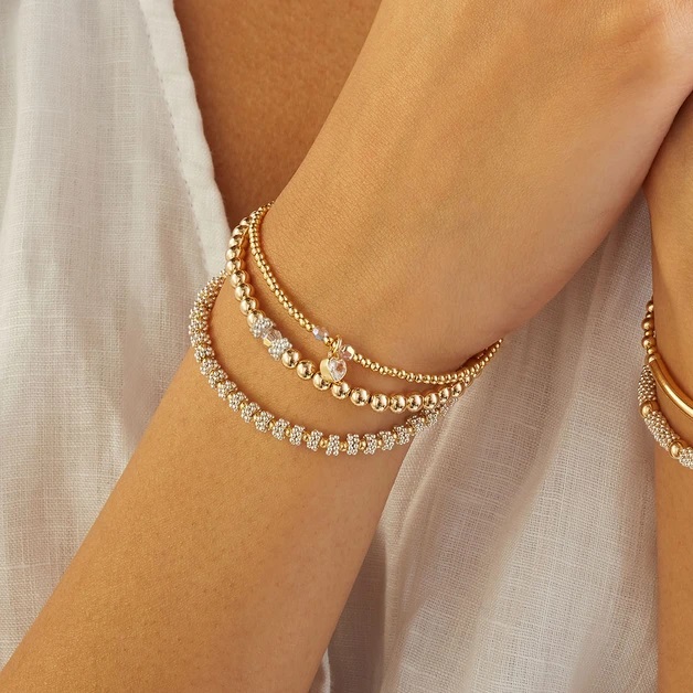Annie Haak Blissful Crystal Heart Gold Charm Bracelet