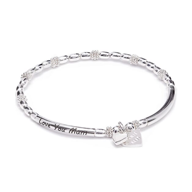 Annie Haak Love You Mum Silver Charm Bracelet - Boxed Heart