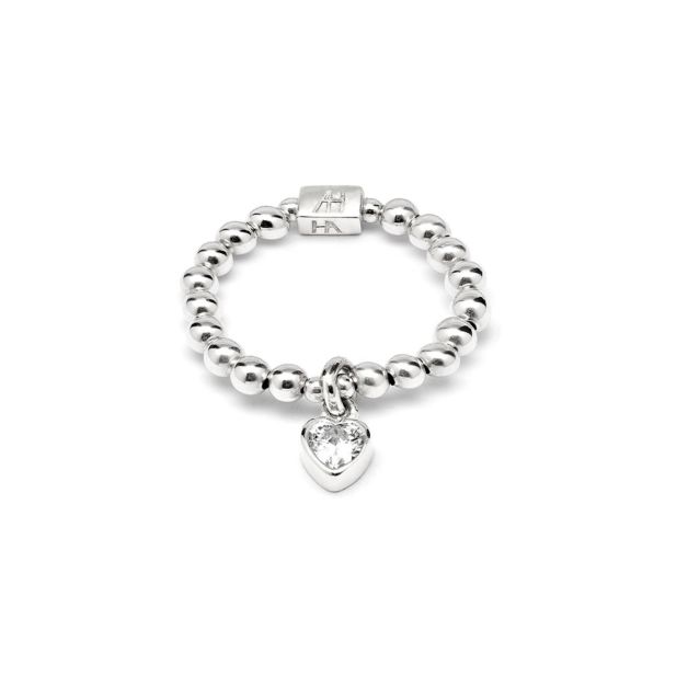 Annie Haak Mini Charm Silver Ring - Crystal Heart R0114