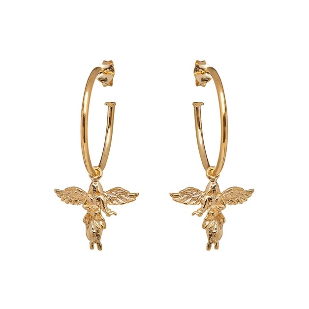 Annie Haak My Guardian Angel Gold Hoop Earrings 