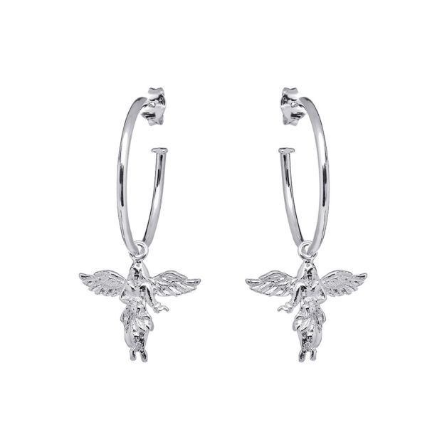 Annie Haak My Guardian Angel Silver Hoop Earrings E0151