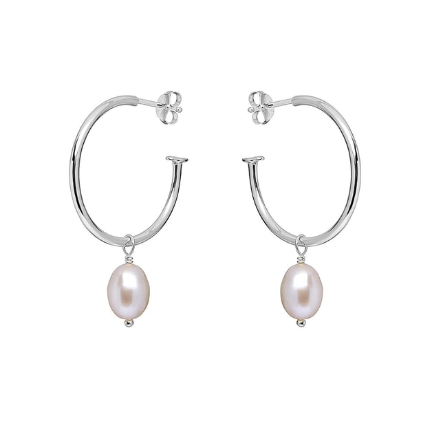 Annie Haak Pearl Drop Hoop Silver Earings-E0262